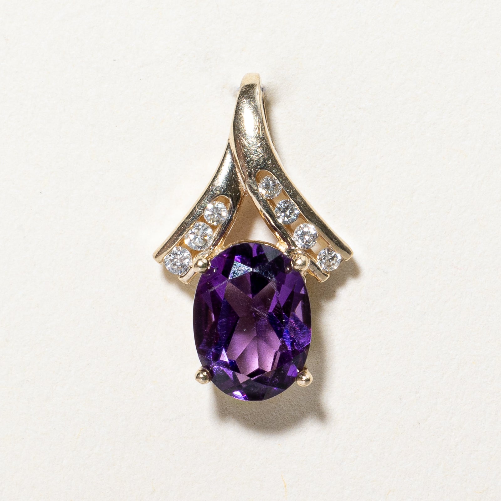 Oval Cut Amethyst & Diamond Pendant | 1.00ct, 0.05ctw |