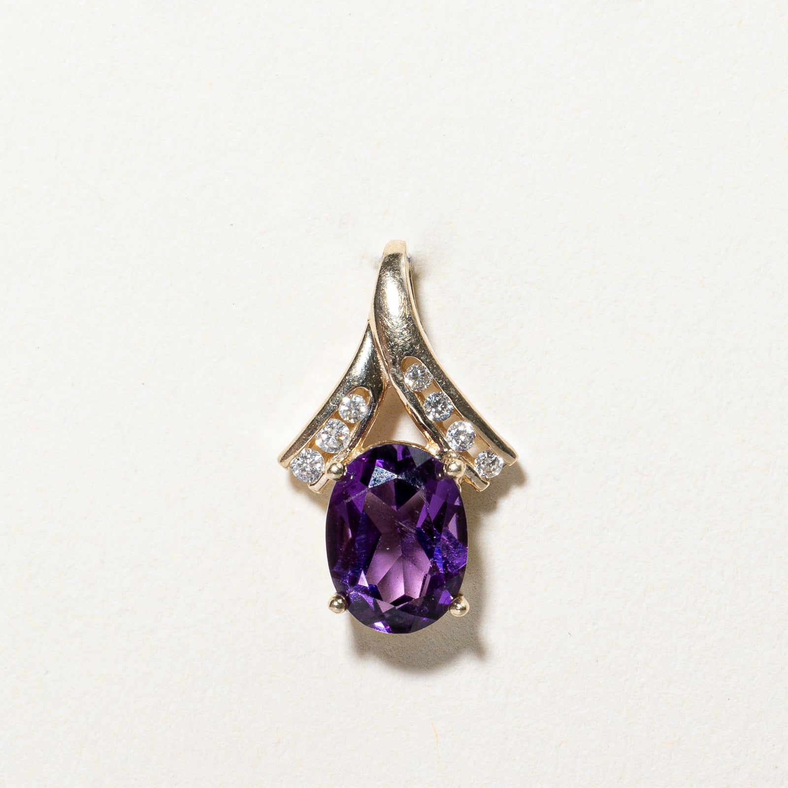 Oval Cut Amethyst & Diamond Pendant | 1.00ct, 0.05ctw |