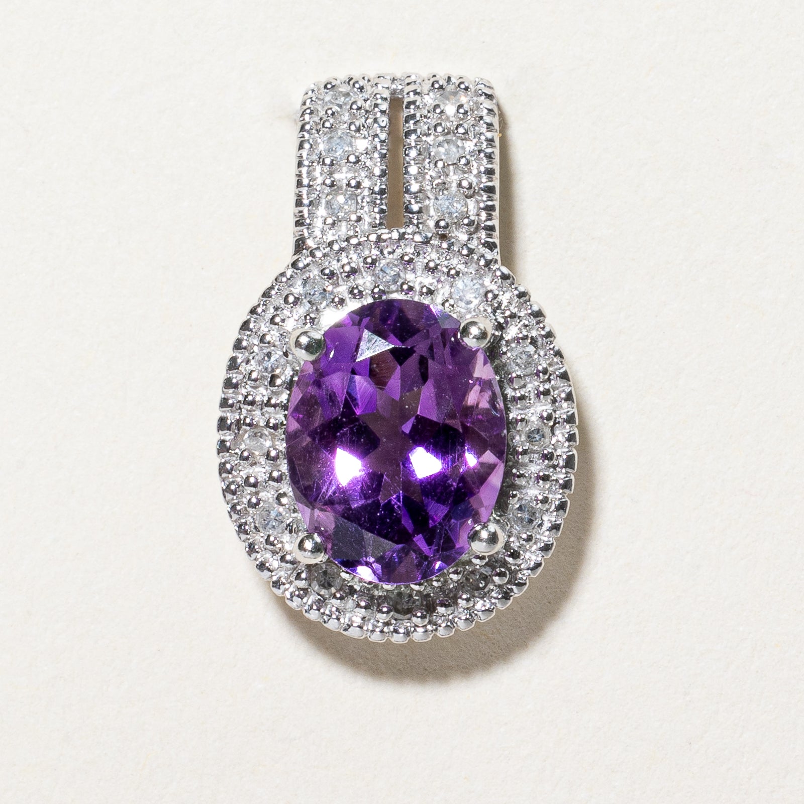 Amethyst & Diamond Halo Pendant | 1.70ct, 0.08ctw |