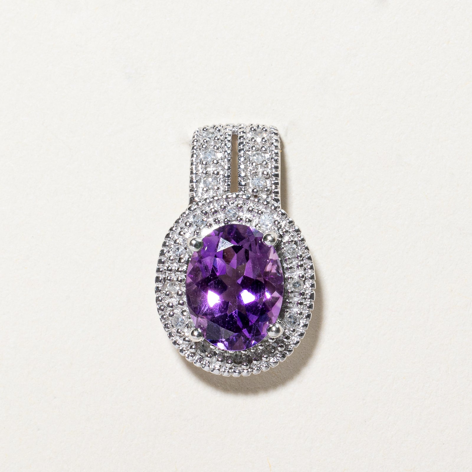 Amethyst & Diamond Halo Pendant | 1.70ct, 0.08ctw |