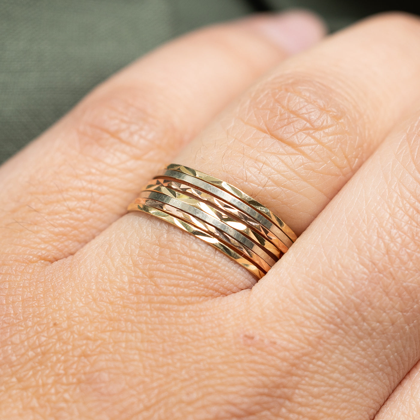Vintage 14K Tri Tone Gold Diamond Cut Multi Band Ring | 8.0mm | SZ 7.25
