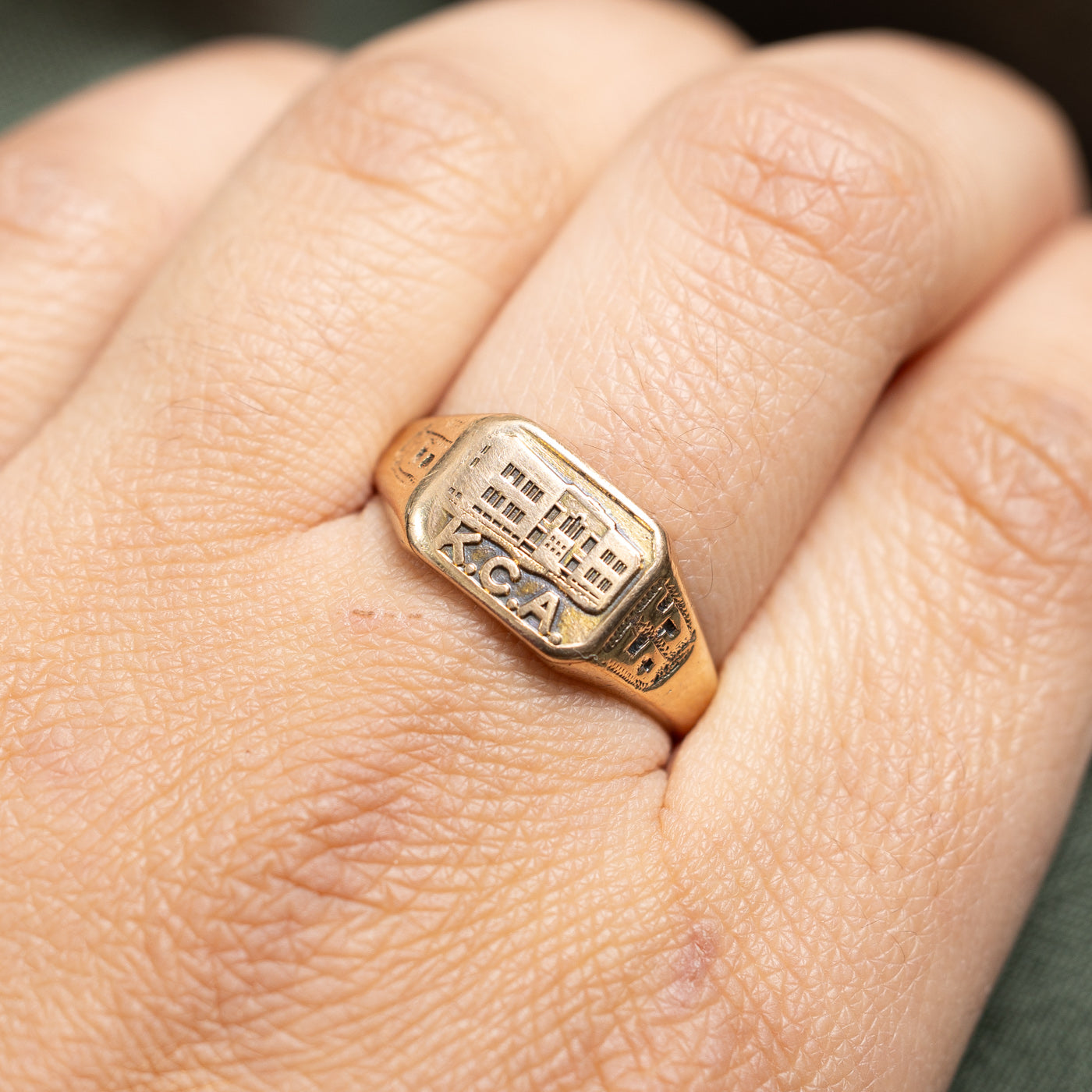 Vintage 10K Yellow Gold "K.C.A. 1955" Signet Ring | SZ 10