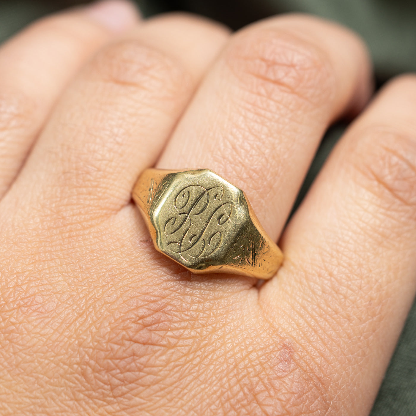 Vintage 14K Yellow Gold "RL" Initial Signet Ring | SZ 11.75