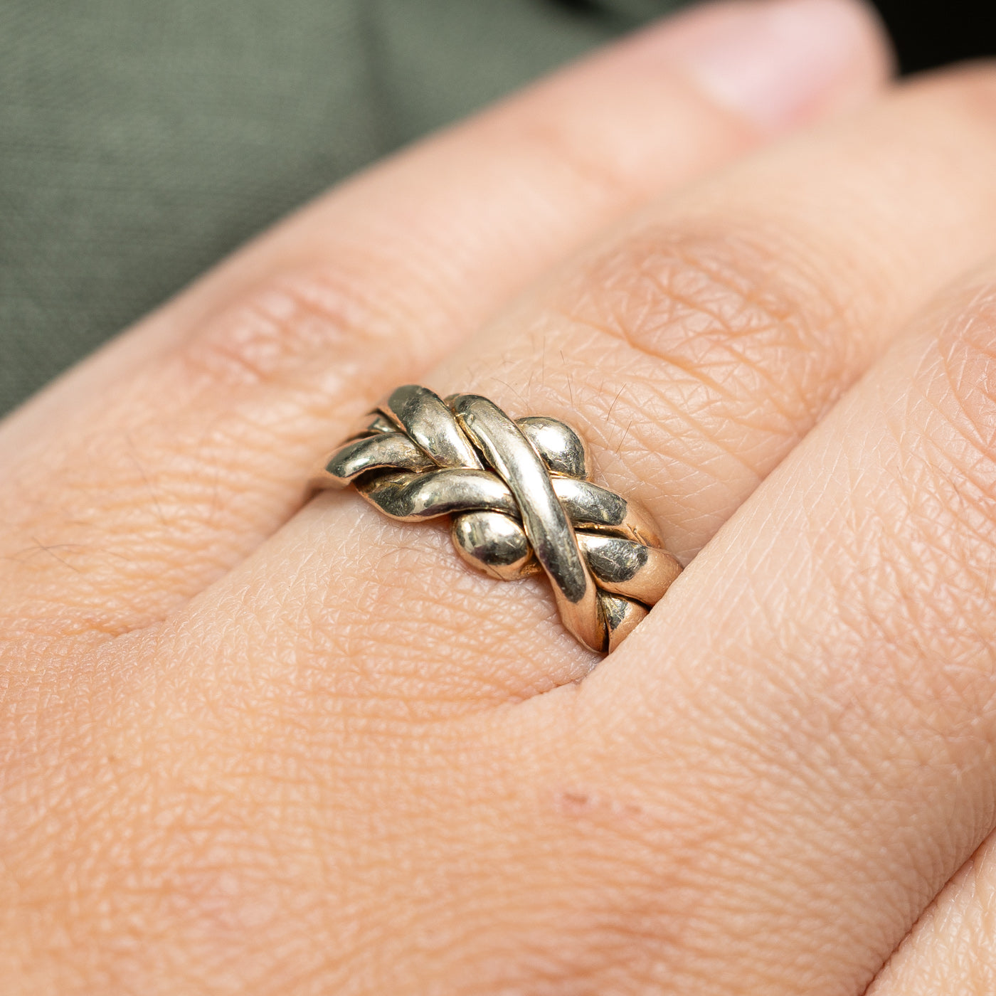 Vintage 14K White Gold Puzzle Ring | SZ 7