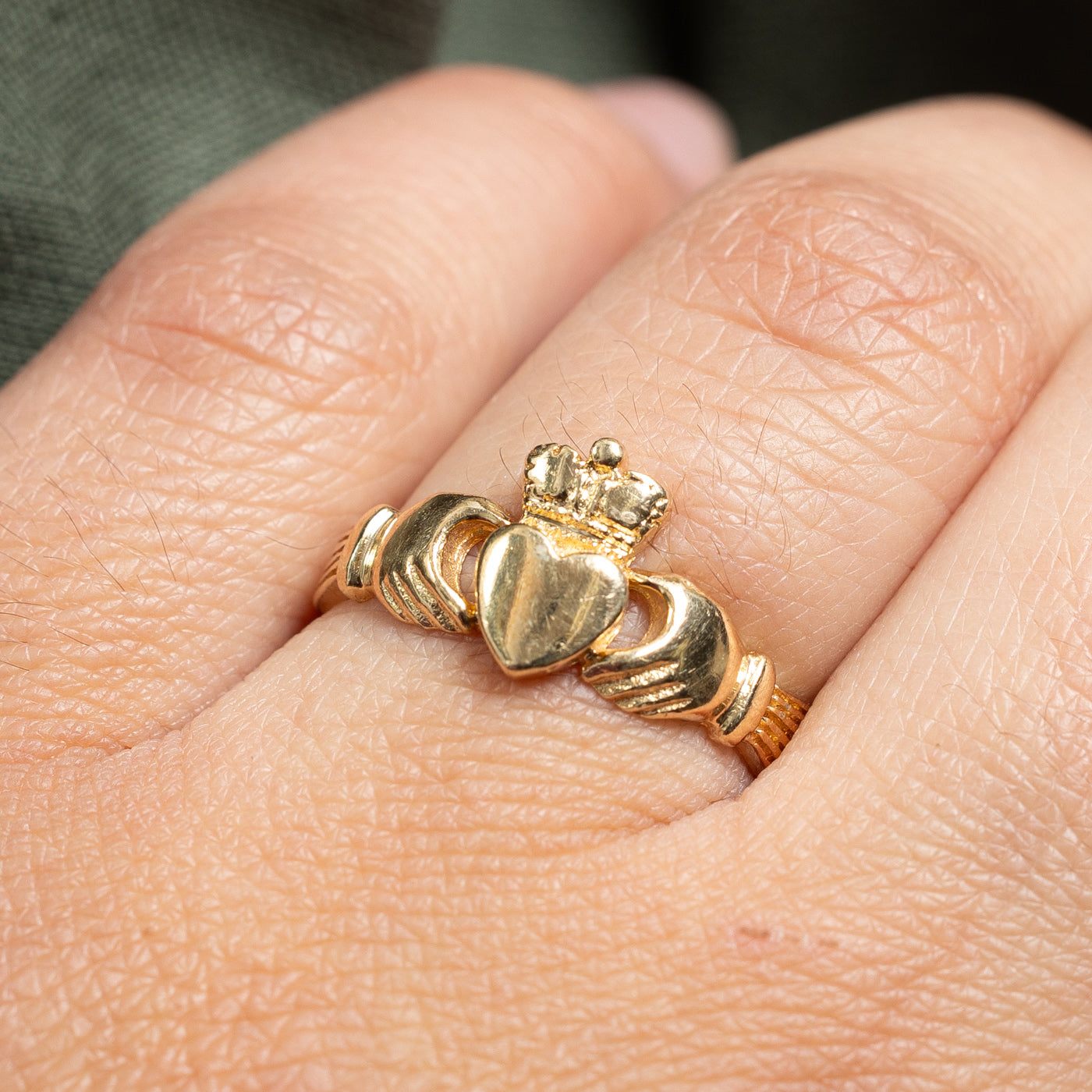 Bague Claddagh vintage en or jaune 10 carats | Taille 6,75