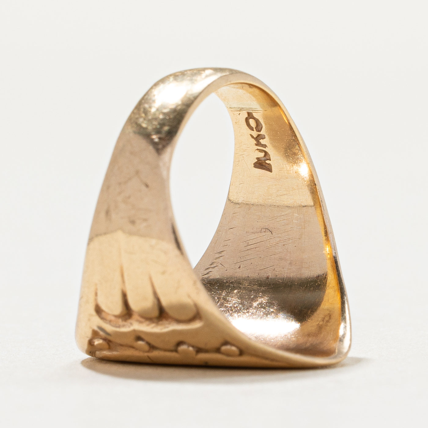 Bague chevalière vintage en or jaune 10 carats avec initiale « JS » | Taille 3,25