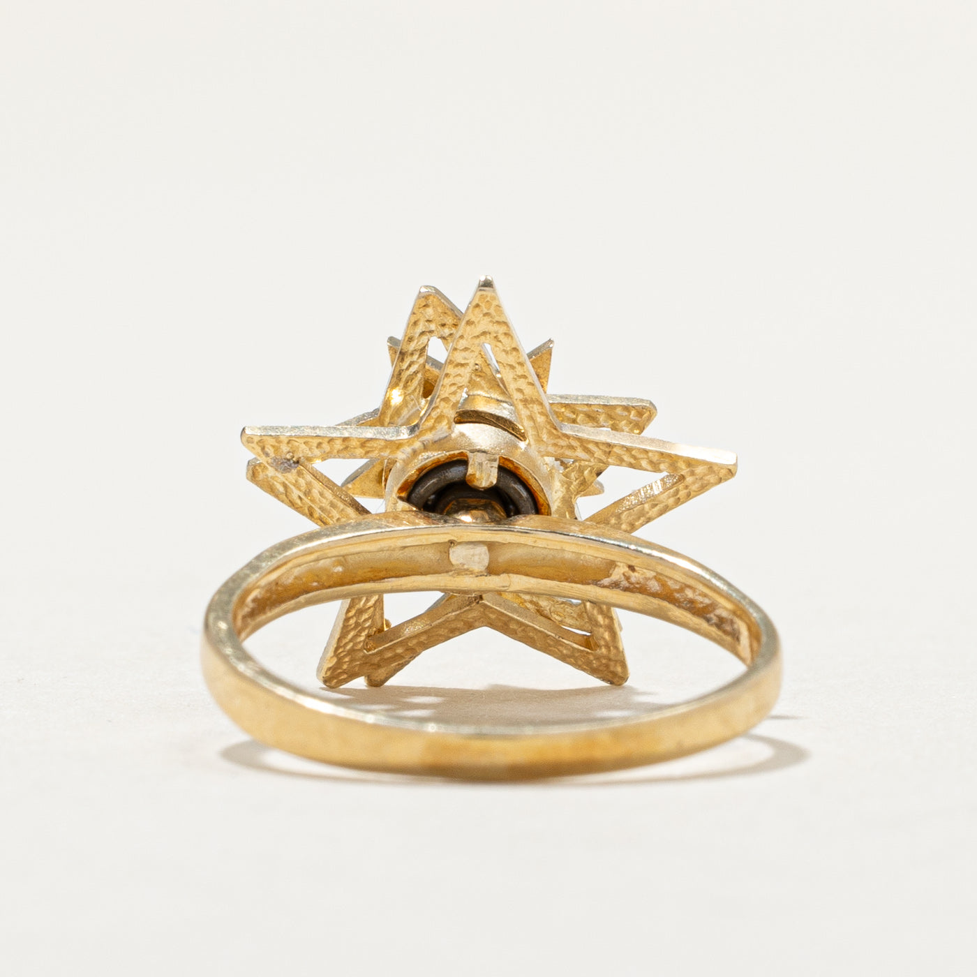 Vintage 14K Yellow Gold High Set Star Design Twisting Ring | SZ 4
