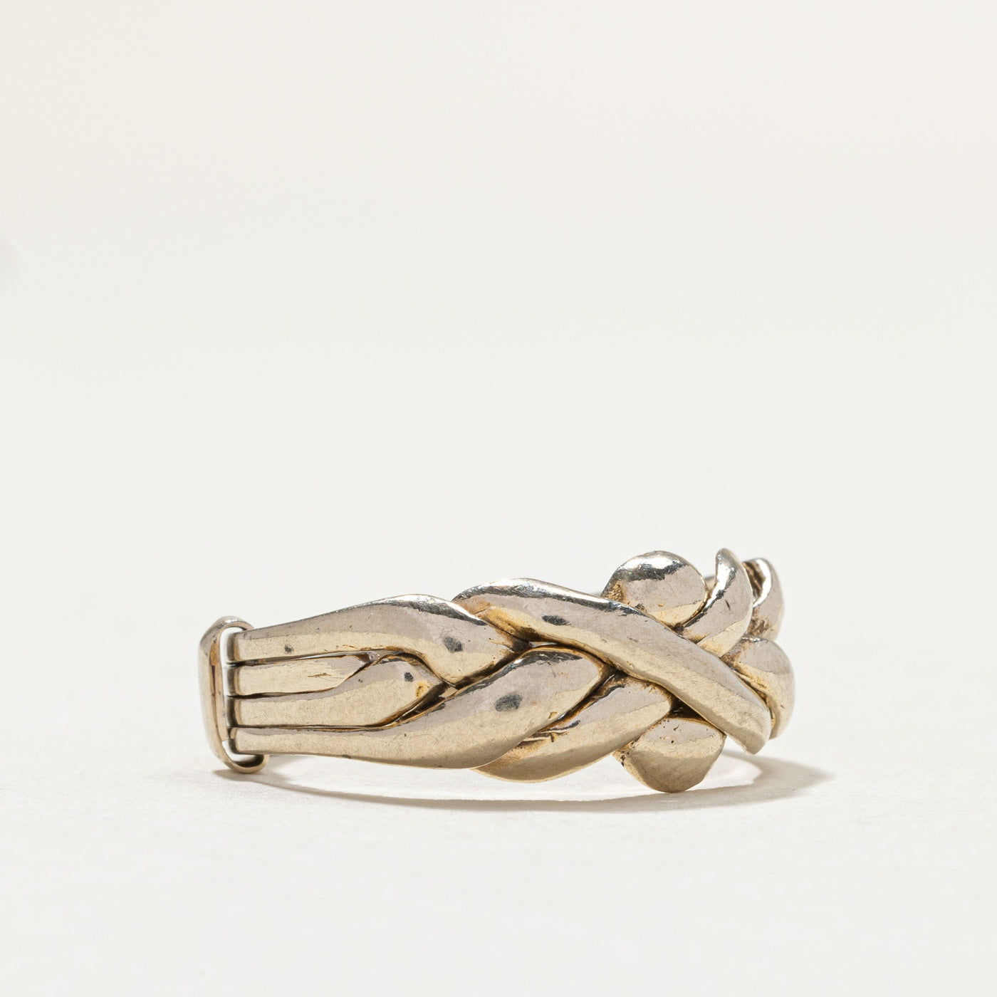 Vintage 14K White Gold Puzzle Ring | SZ 7
