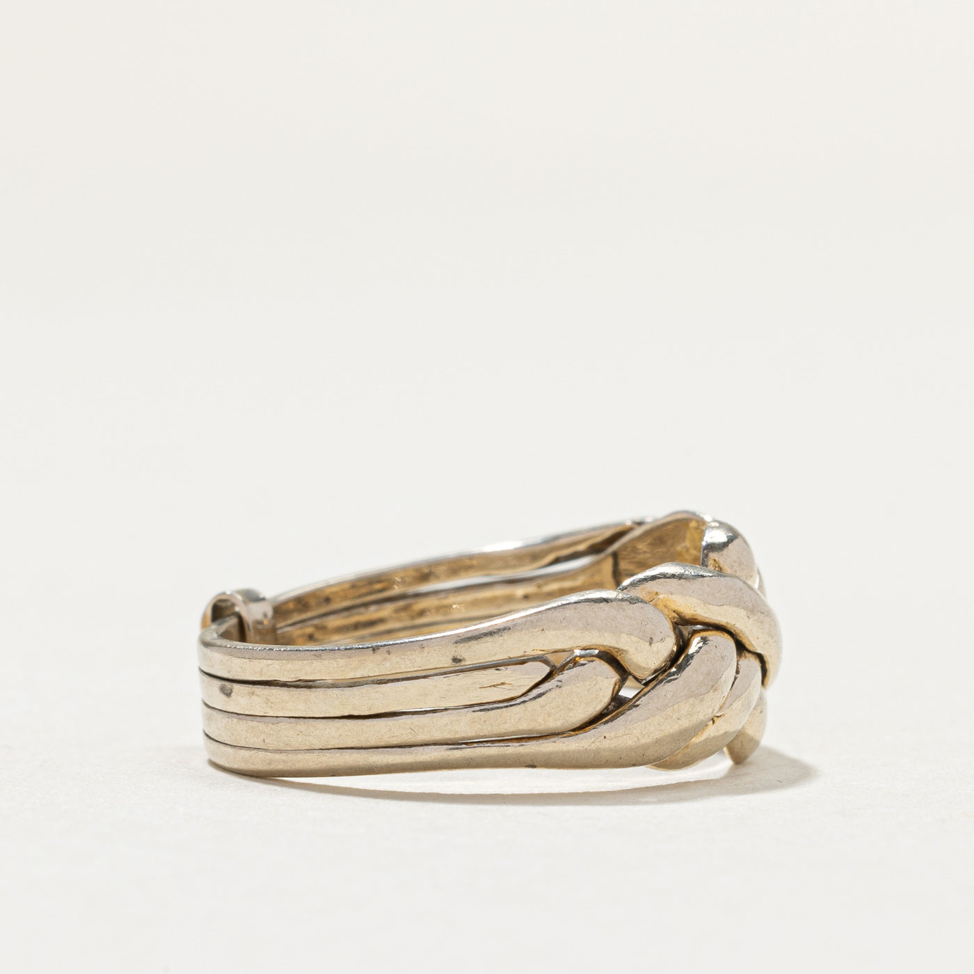 Vintage 14K White Gold Puzzle Ring | SZ 7