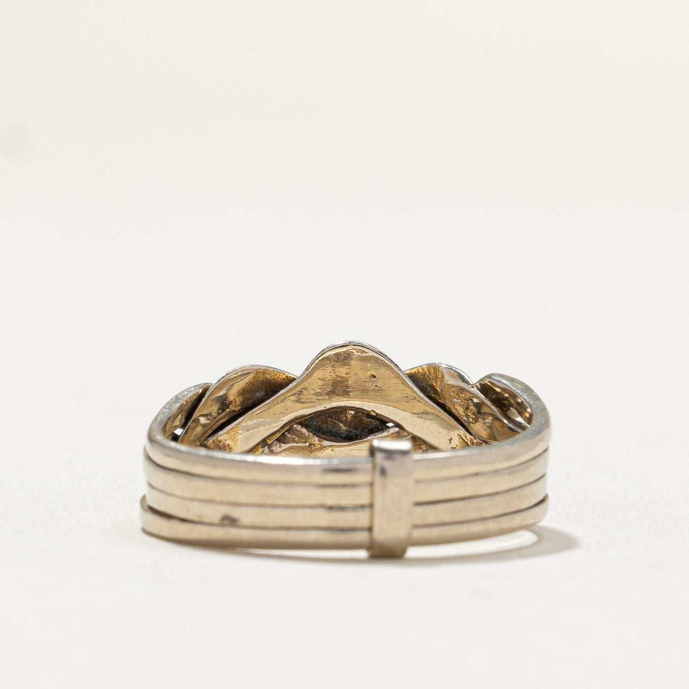 Vintage 14K White Gold Puzzle Ring | SZ 7