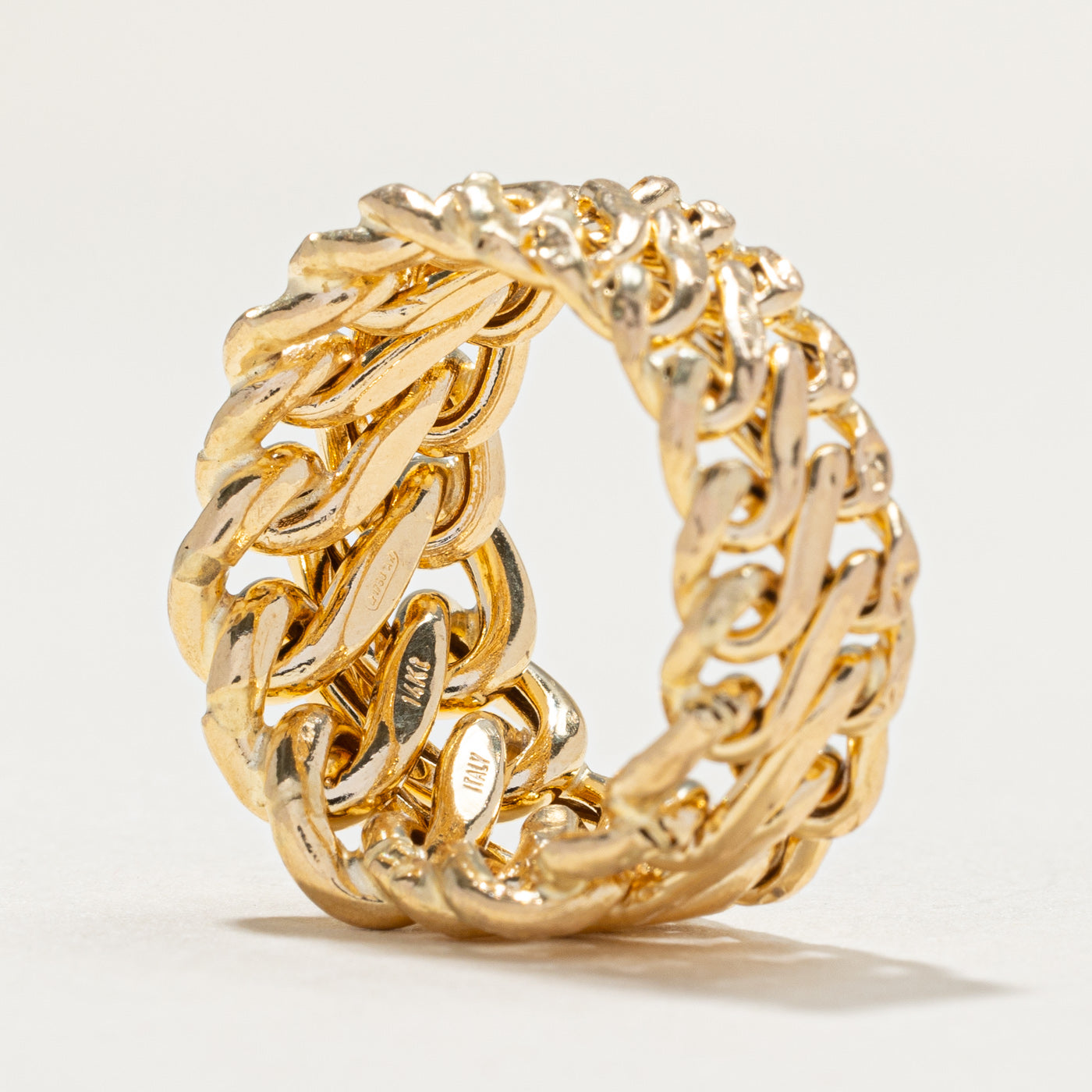 Vintage 14K Yellow Gold Chain Link Band | 13.0mm | SZ 6