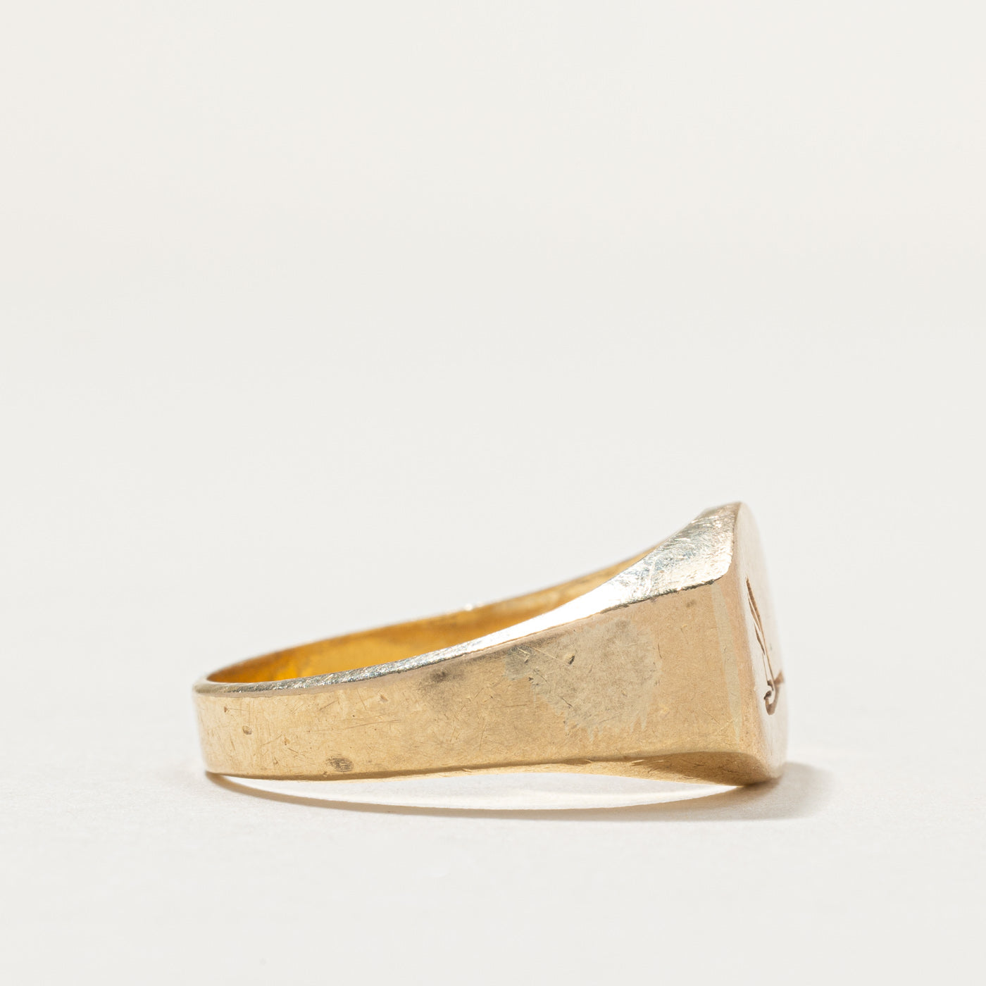 Bague chevalière vintage en or jaune 10 carats avec motif oiseau | Taille 10,5