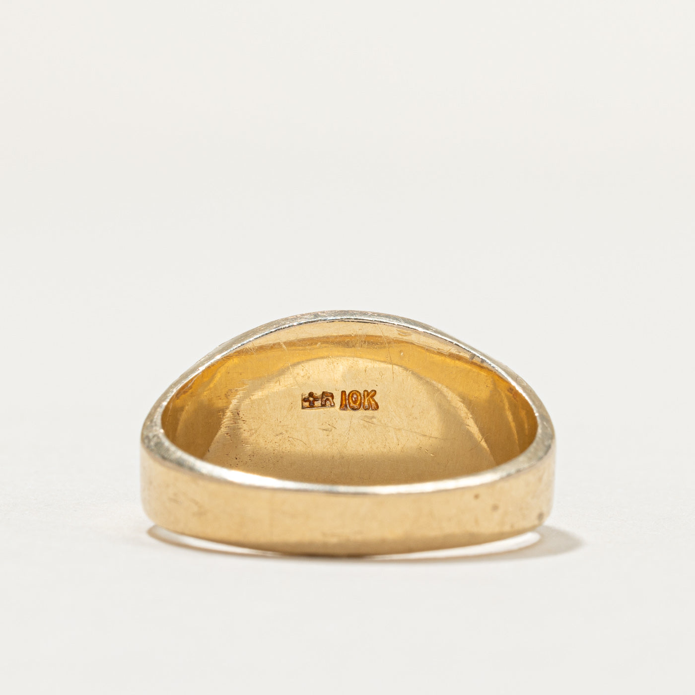 Bague chevalière vintage en or jaune 10 carats avec motif oiseau | Taille 10,5
