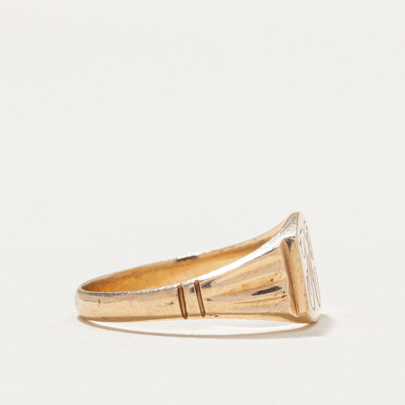 Vintage 10K Yellow Gold "FC" Initial Signet Ring | SZ 5.75