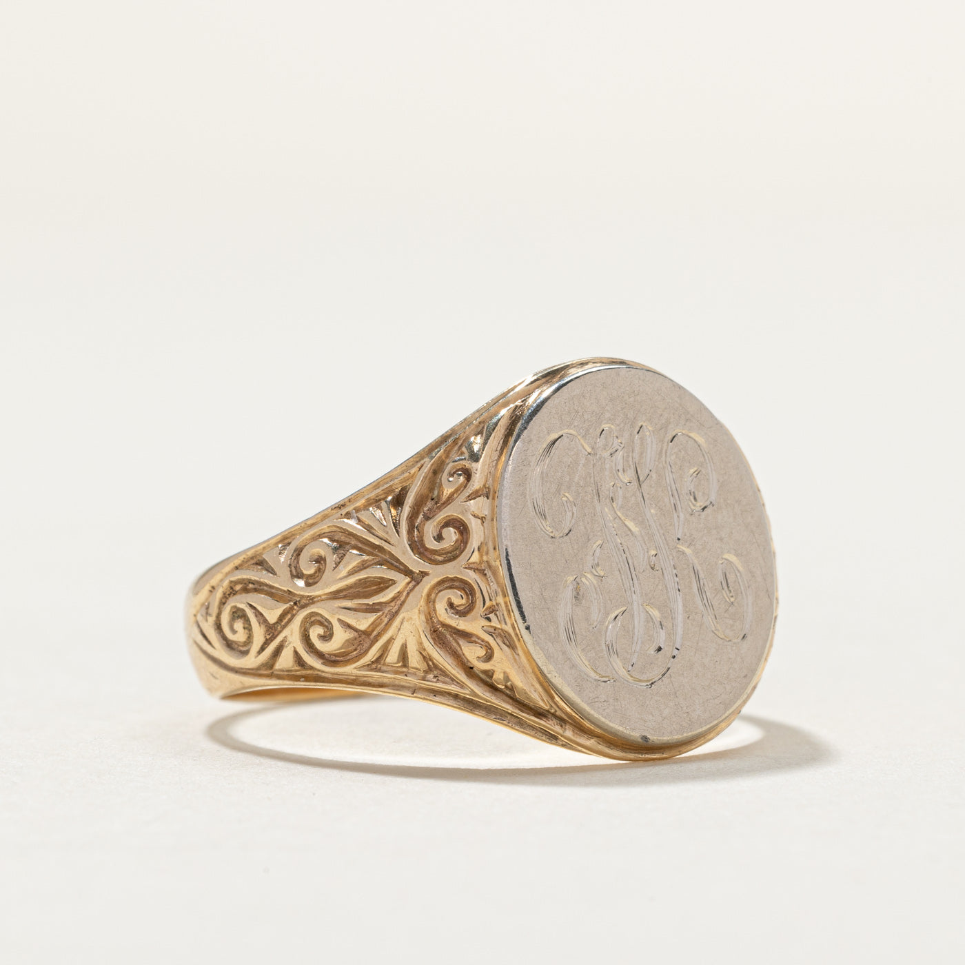 Vintage 10K Yellow Gold "FK" Initial Signet Ring | SZ 11.25