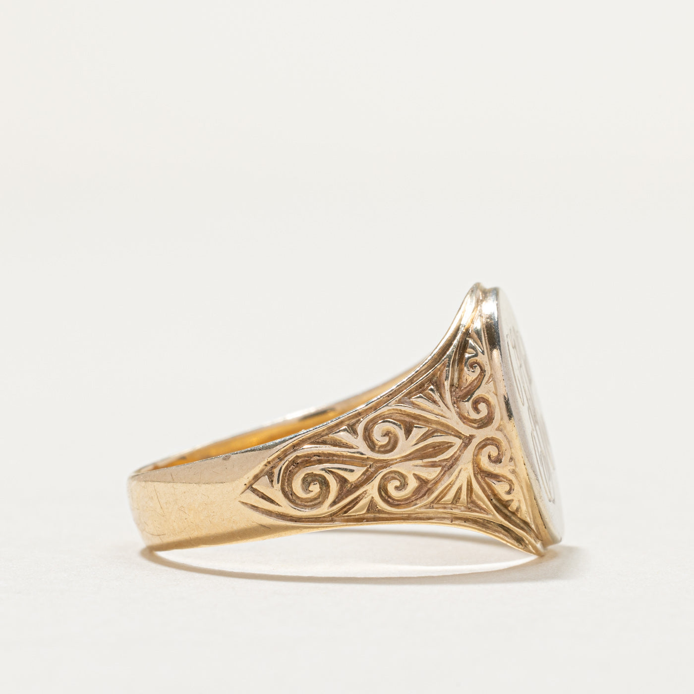 Vintage 10K Yellow Gold "FK" Initial Signet Ring | SZ 11.25