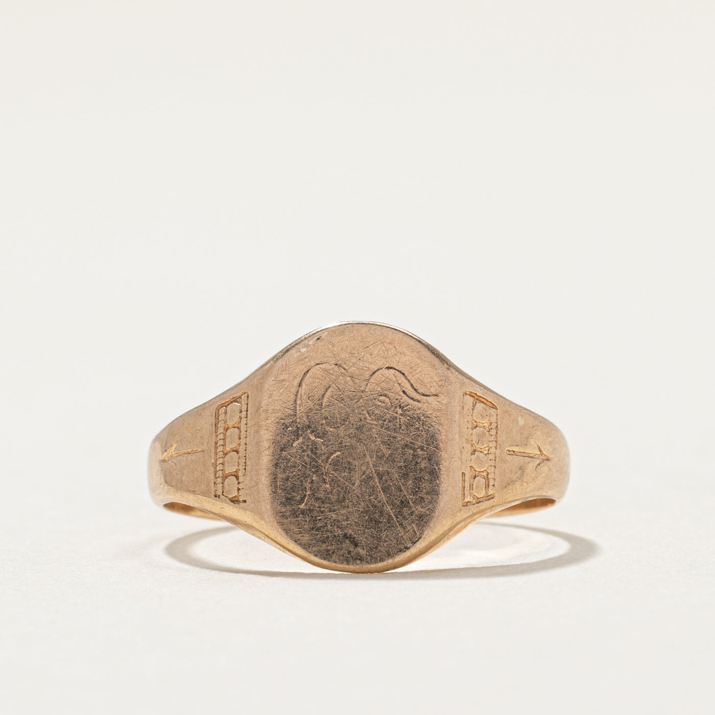 Bague chevalière vintage en or jaune 10 carats | Taille 3,75