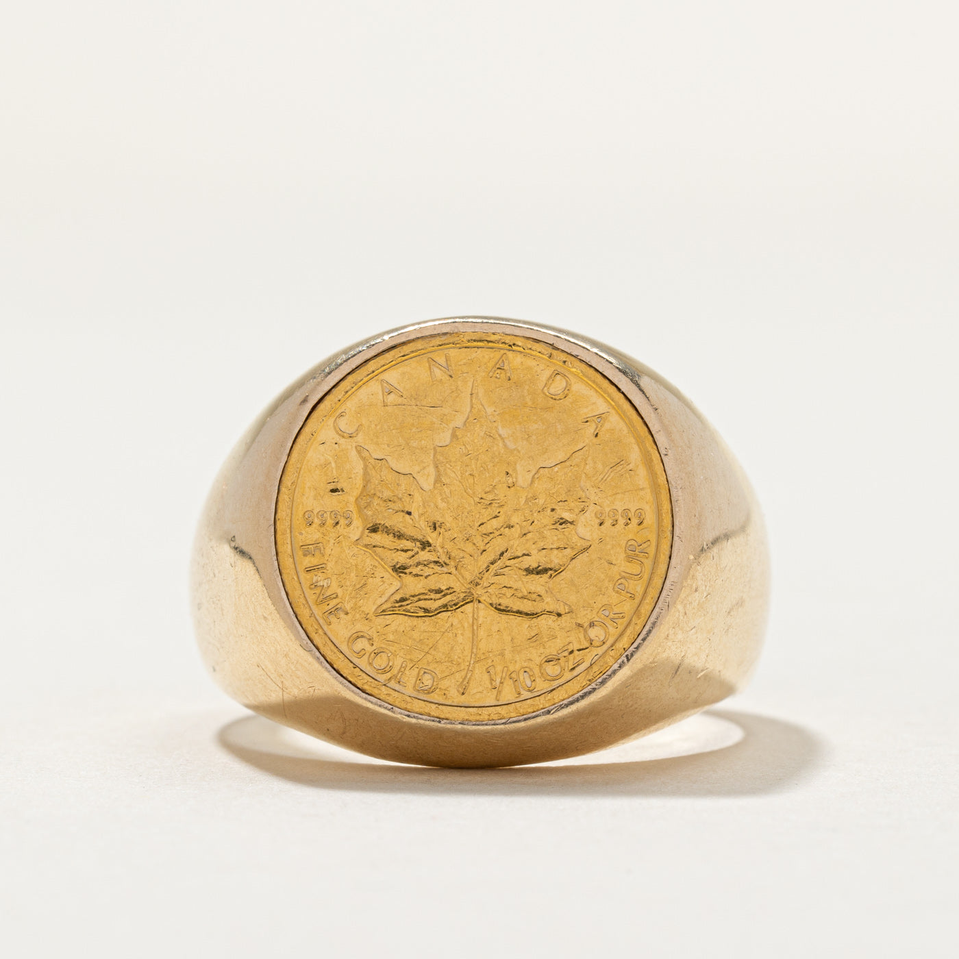 1996 Pure Gold Canadian Coin in 18k Yellow Gold Signet Ring | SZ 11