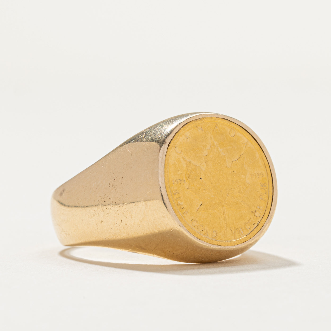 1996 Pure Gold Canadian Coin in 18k Yellow Gold Signet Ring | SZ 11
