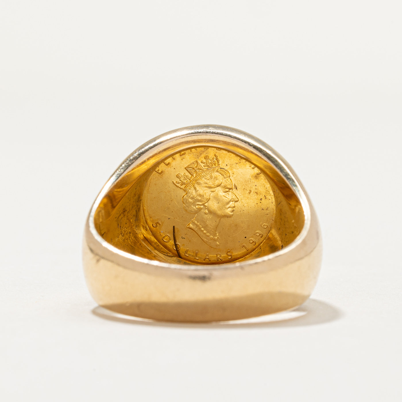 1996 Pure Gold Canadian Coin in 18k Yellow Gold Signet Ring | SZ 11