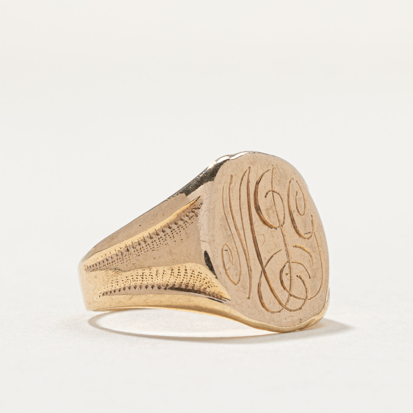 Vintage 10K Yellow Gold "MJG" Initial Signet Ring | SZ 7.25