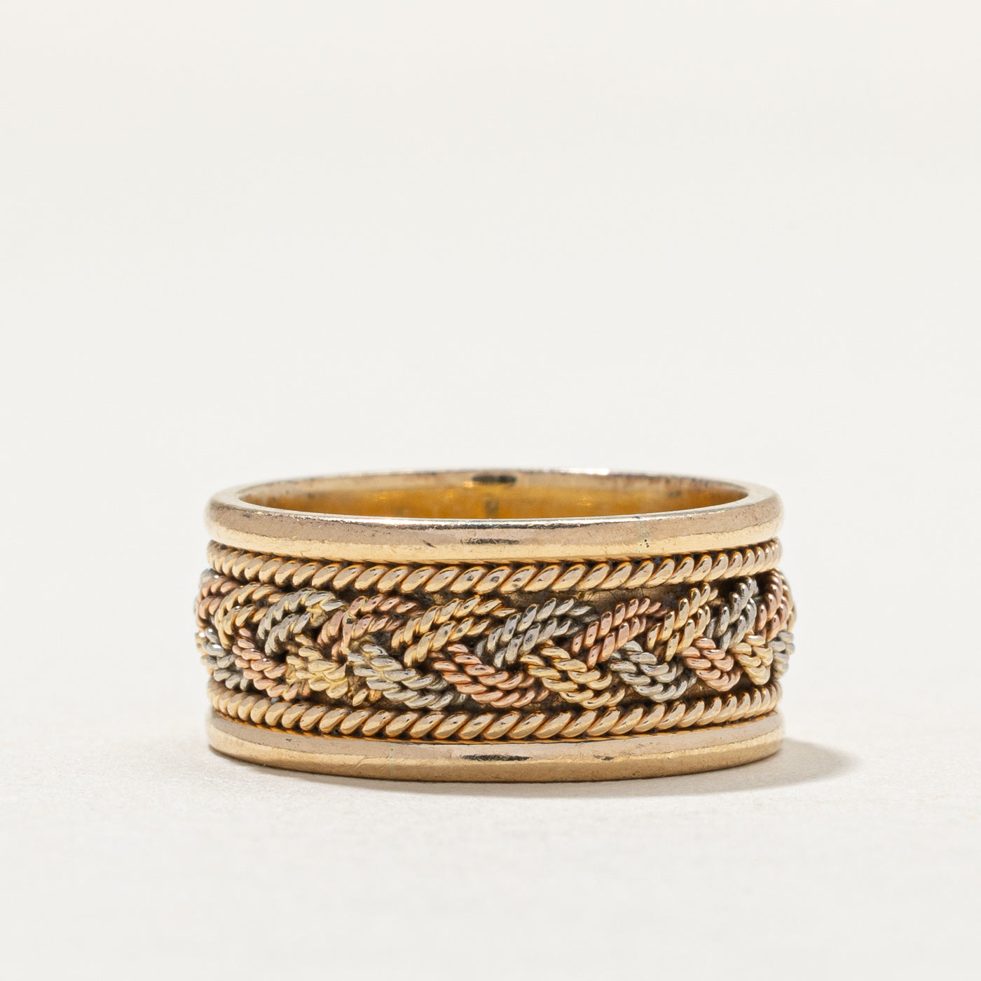 14K Tri Tone Gold Braided Rope Band | 8.3mm | SZ 5.25