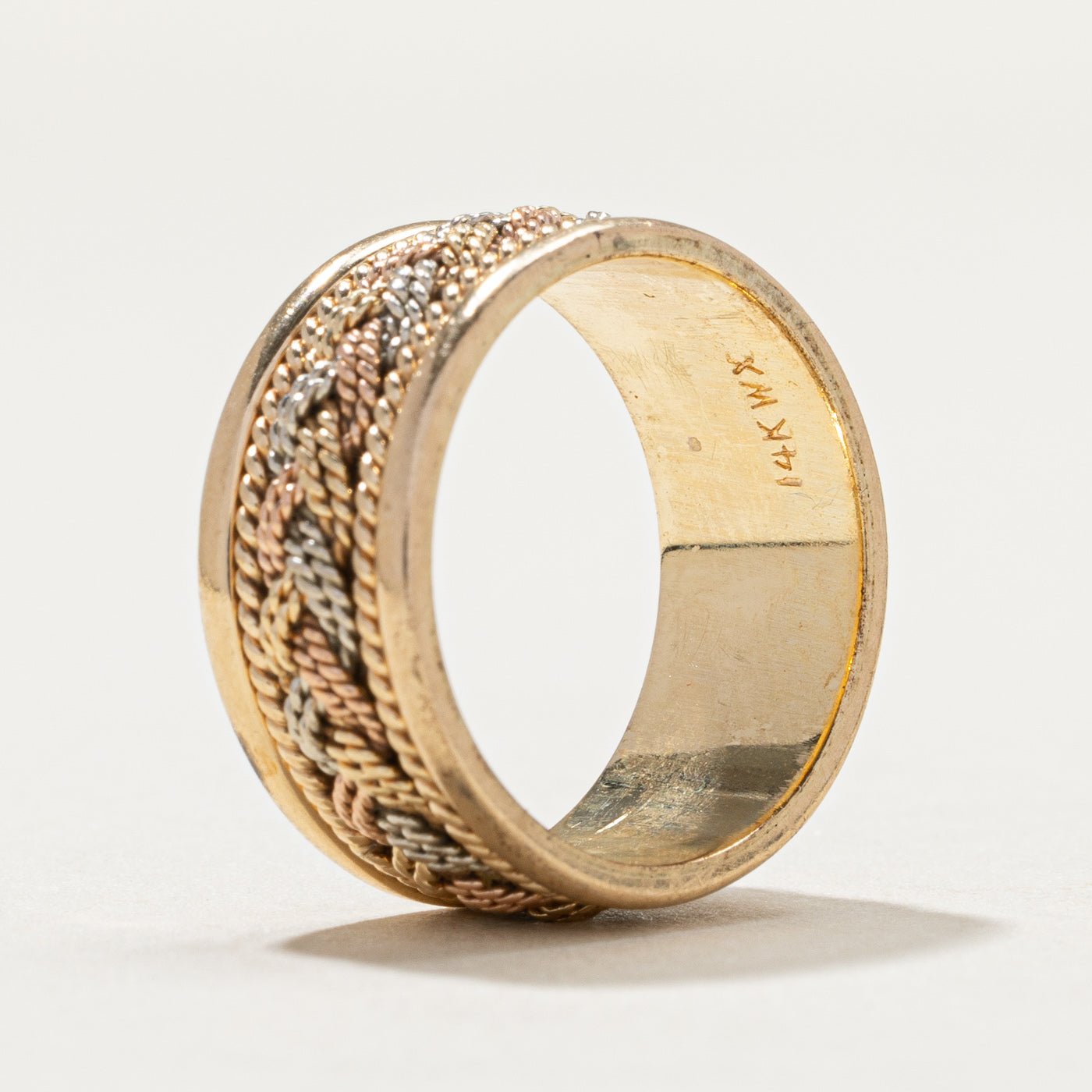 14K Tri Tone Gold Braided Rope Band | 8.3mm | SZ 5.25