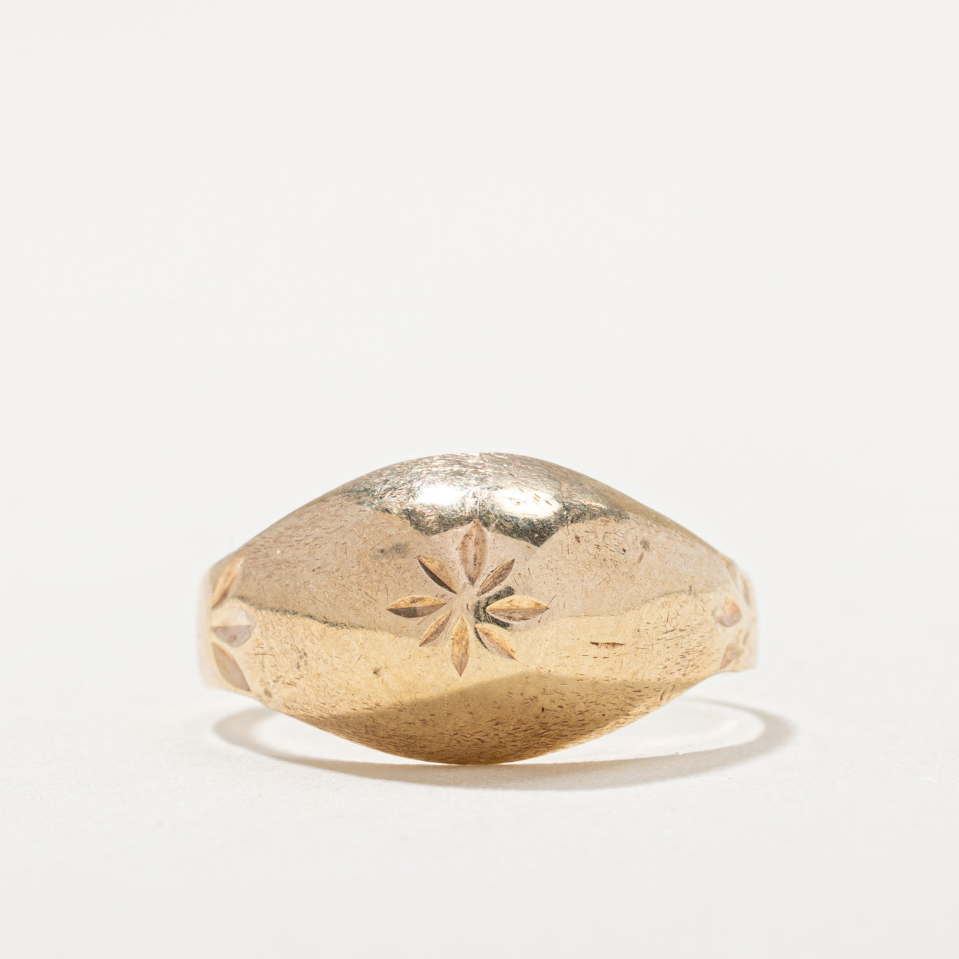 Bague vintage en or jaune 10 carats, motif étoile | Taille 4,75