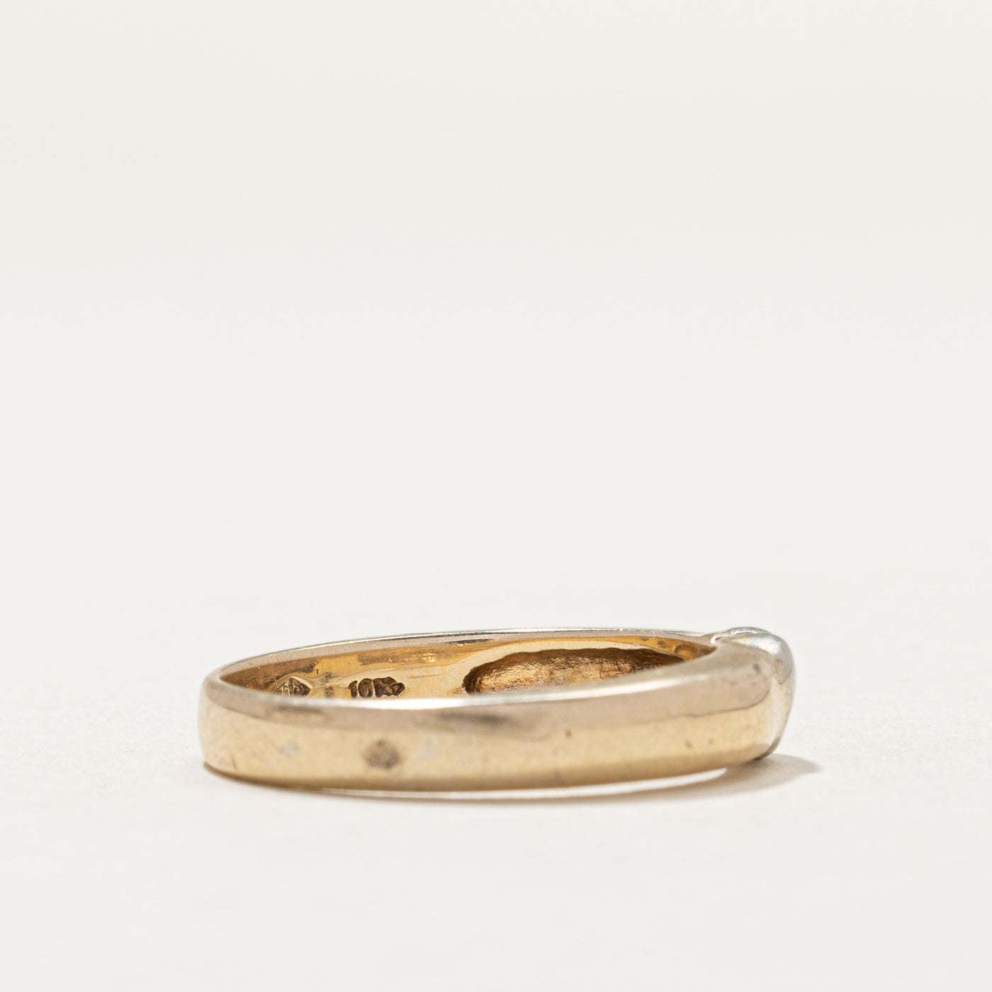 Vintage 10K Two Tone Gold Heart Design Band | 3.8mm | SZ 6.5