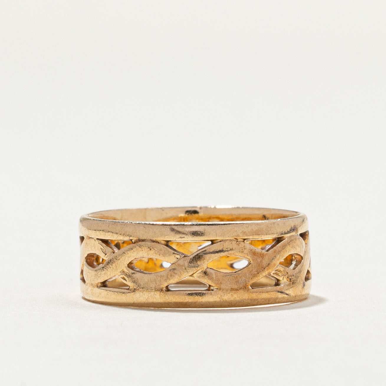 Vintage 14K White Gold Woven Textured Band | 6.0mm | SZ 4.75