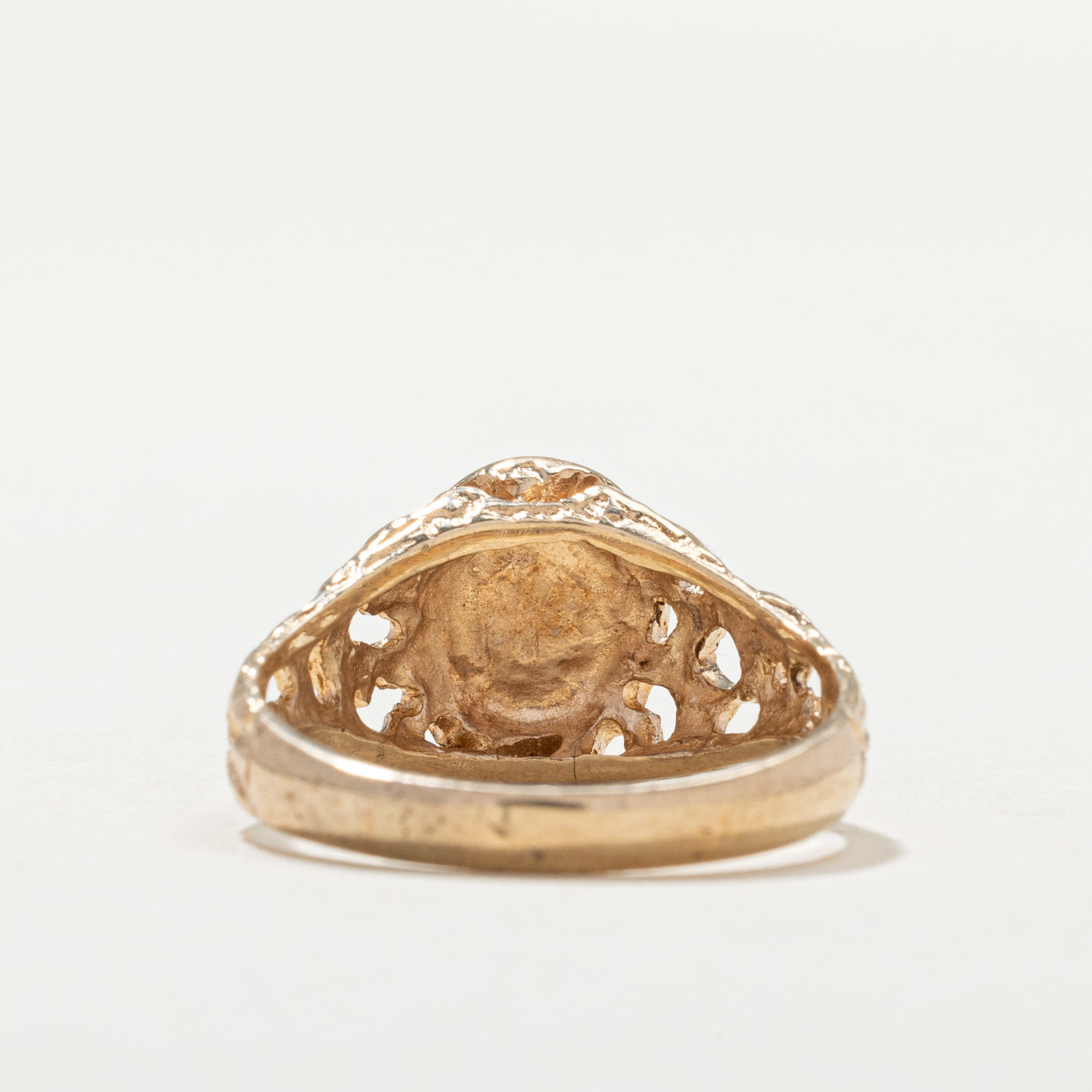 Bague chevalière vintage en or jaune 10 carats, anneau texturé | Taille 5,75