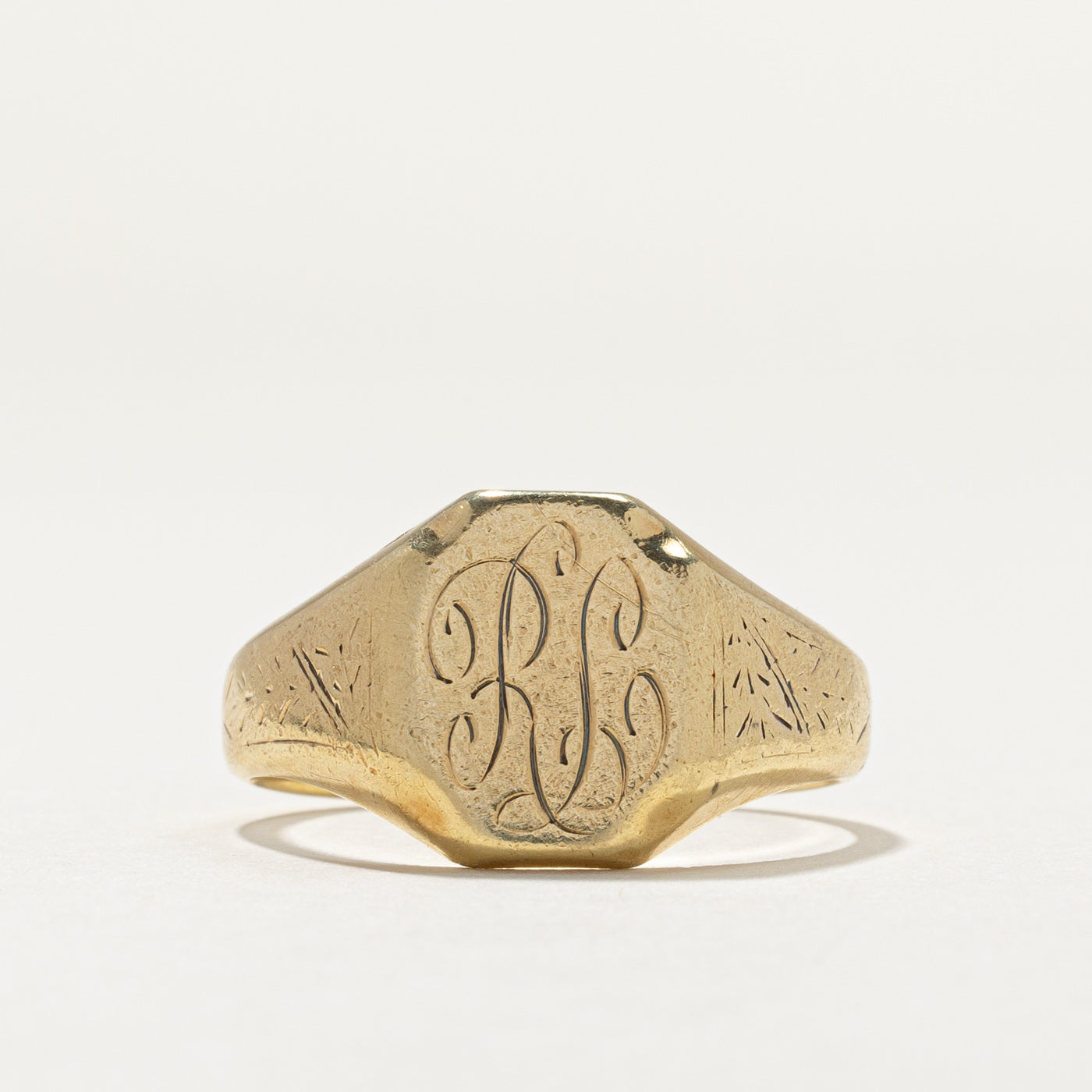 Vintage 14K Yellow Gold "RL" Initial Signet Ring | SZ 11.75