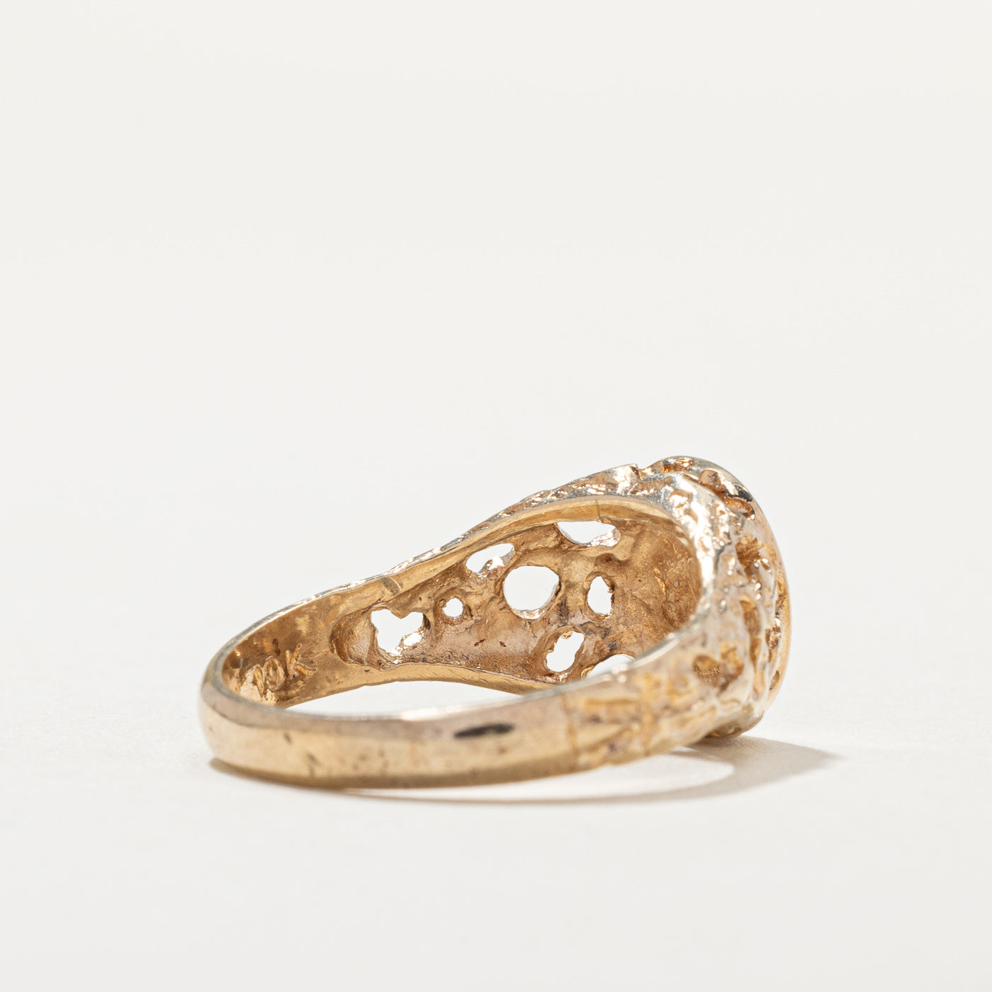 Bague chevalière vintage en or jaune 10 carats, anneau texturé | Taille 5,75
