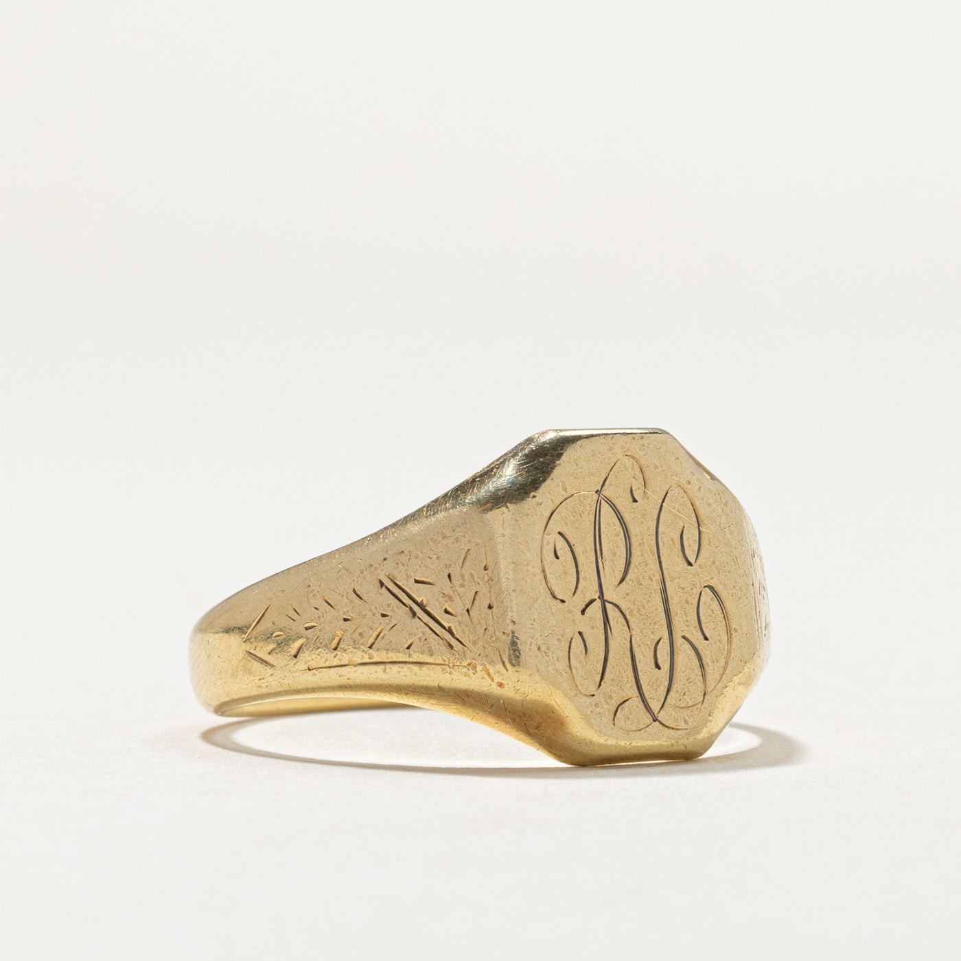 Vintage 14K Yellow Gold "RL" Initial Signet Ring | SZ 11.75