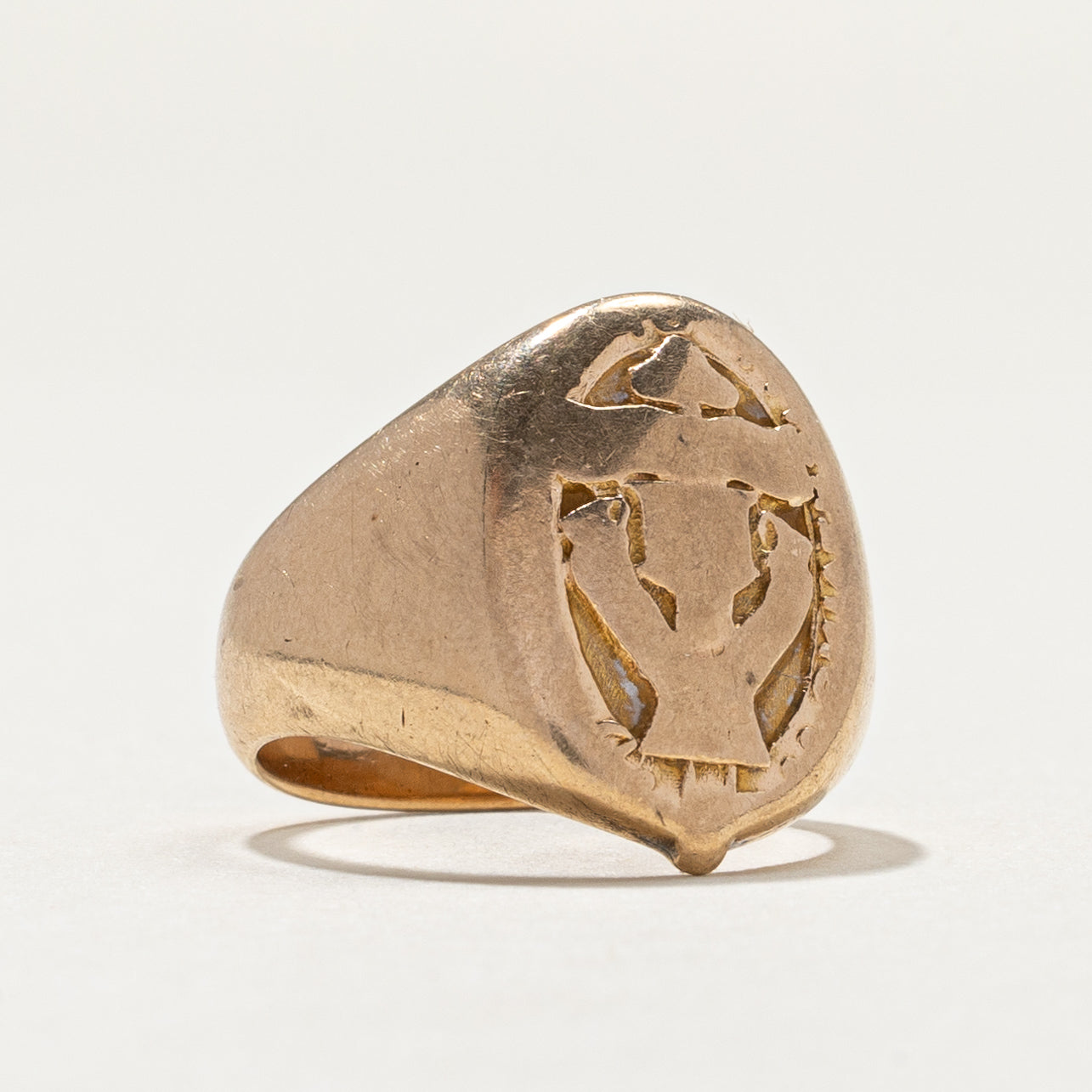 Vintage 9K Yellow Gold Signet Ring | SZ 2.75