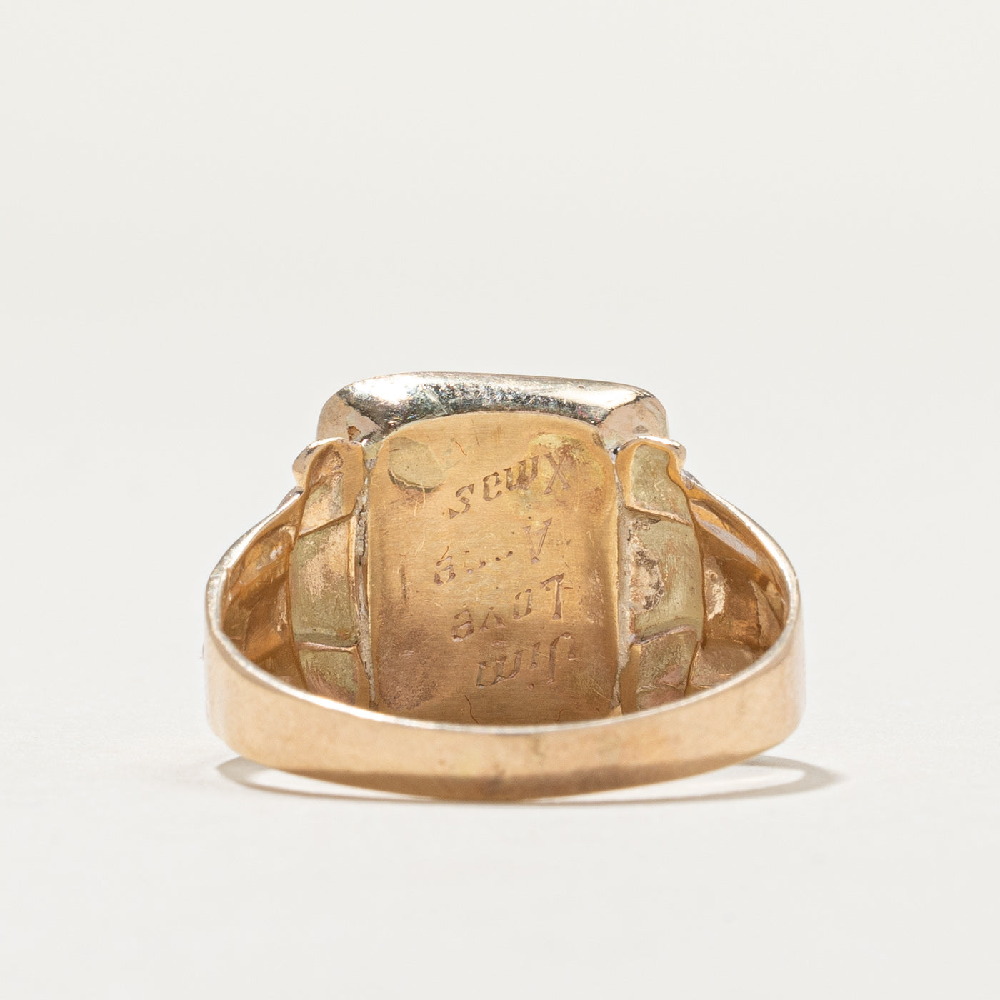 Bague chevalière vintage en or jaune 10 carats avec initiale « D » | Taille 10,5