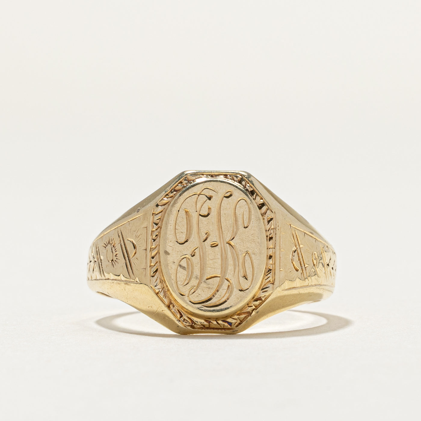 Vintage 14K Yellow Gold "FK" Initial Signet Ring | SZ 10