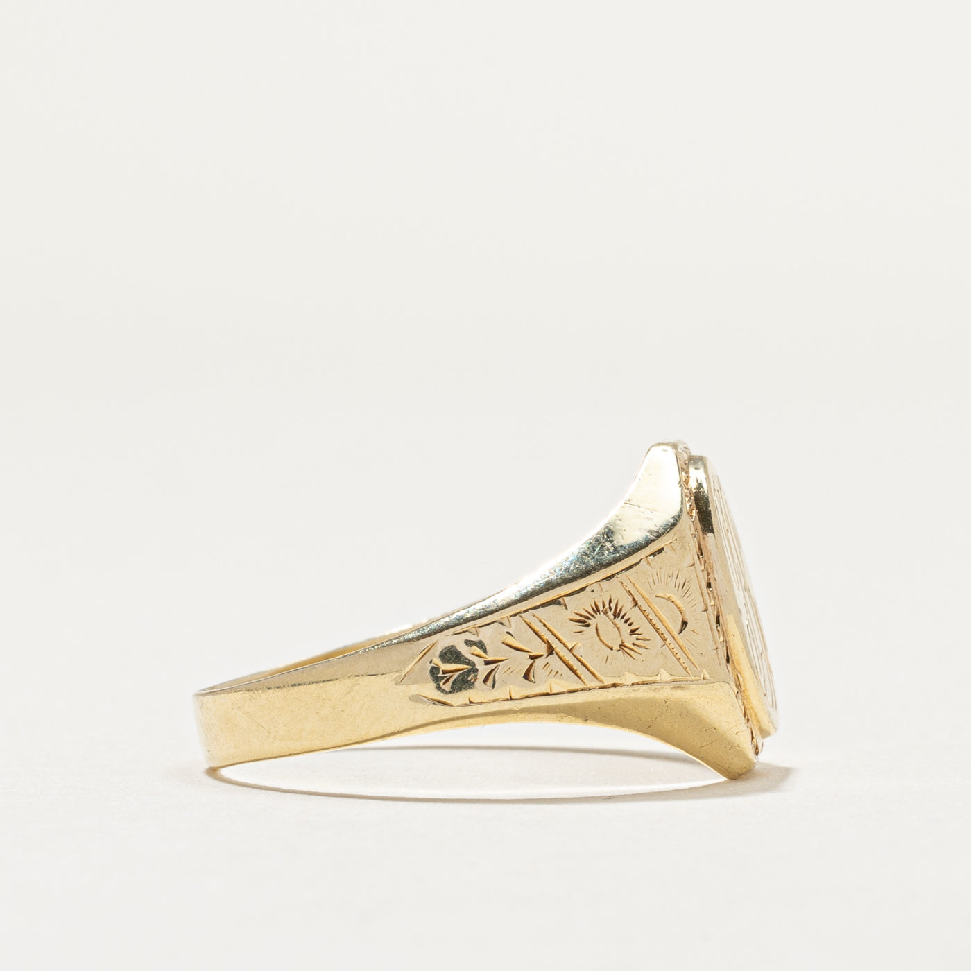 Vintage 14K Yellow Gold "FK" Initial Signet Ring | SZ 10