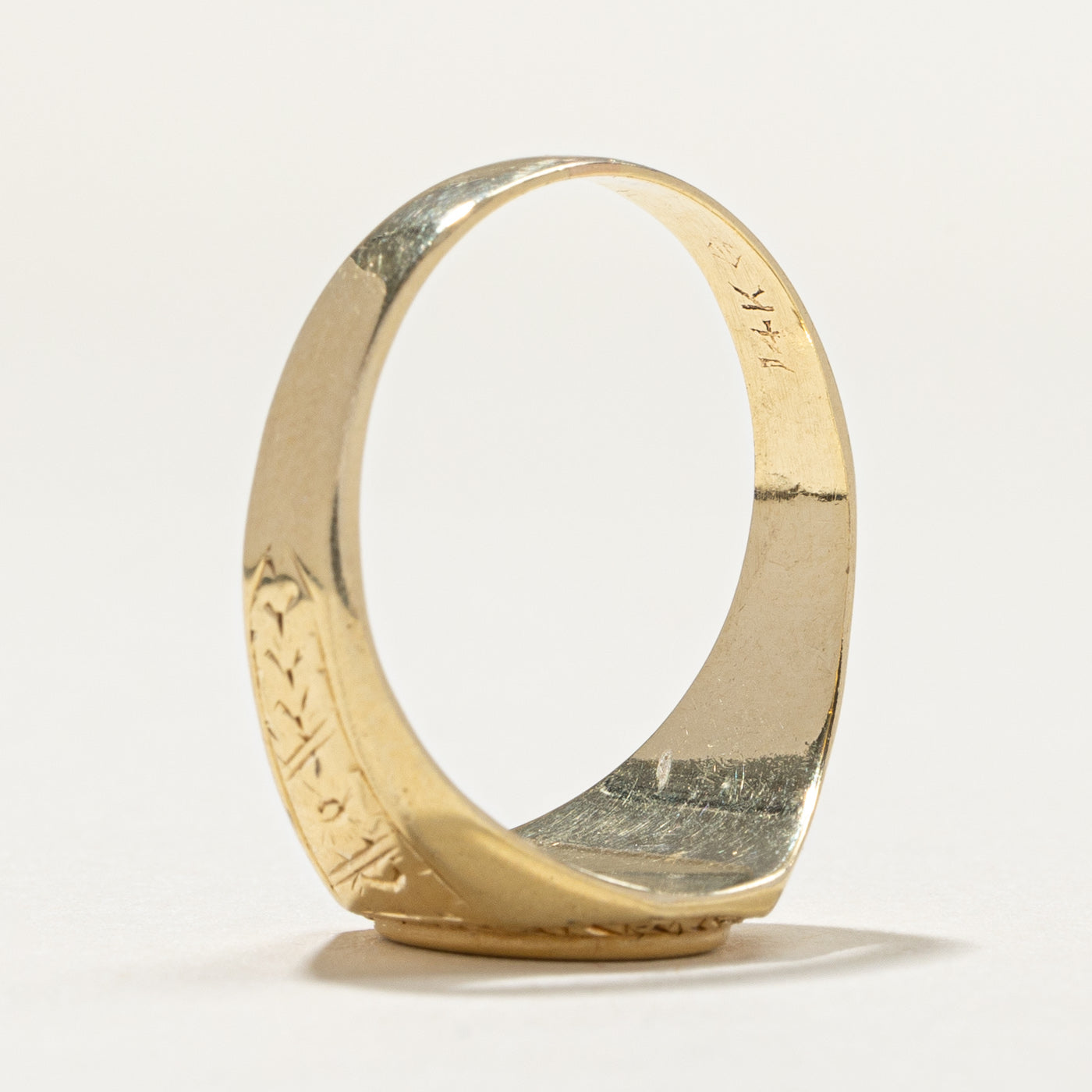 Vintage 14K Yellow Gold "FK" Initial Signet Ring | SZ 10