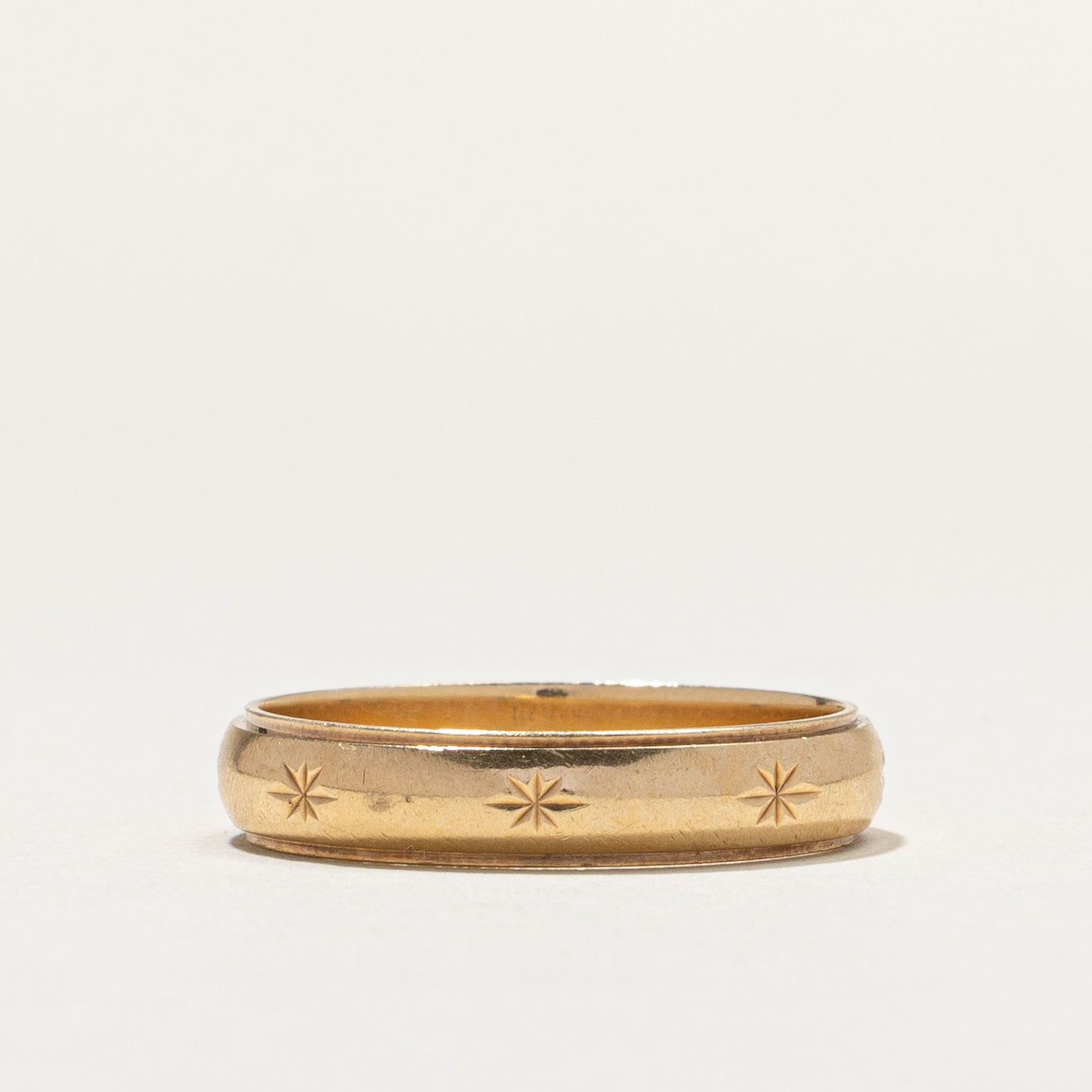 Bague vintage canadienne en or 14 carats à motif d'étoiles | 4,7 mm | Taille 10,75