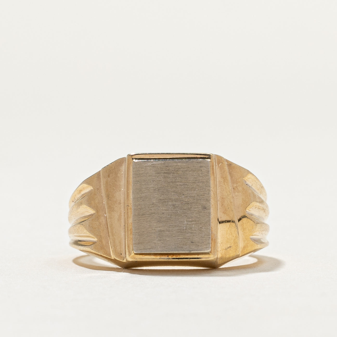 Vintage 10K Yellow Gold Rectangle Signet Ring | SZ 8.5