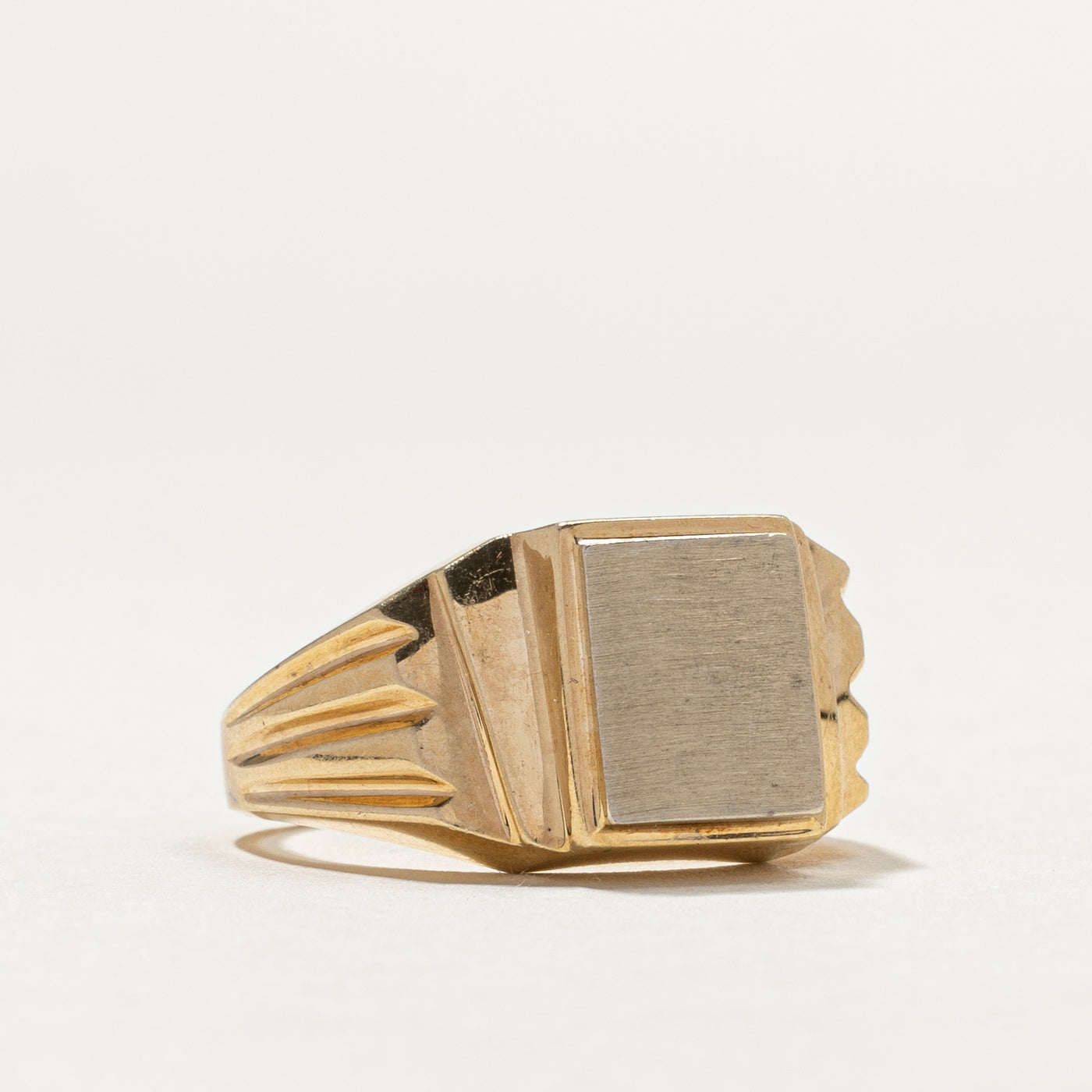 Vintage 10K Yellow Gold Rectangle Signet Ring | SZ 8.5
