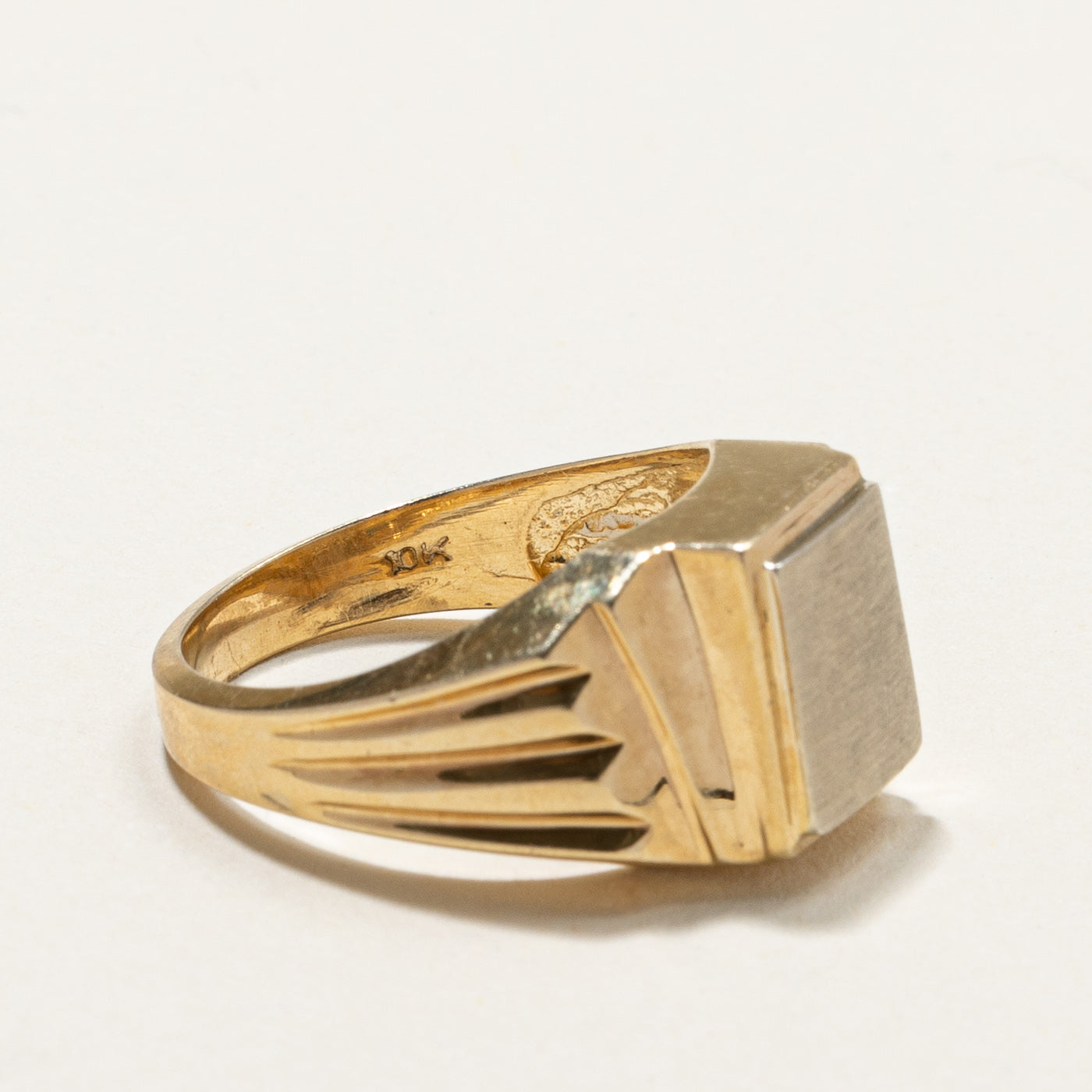 Vintage 10K Yellow Gold Rectangle Signet Ring | SZ 8.5