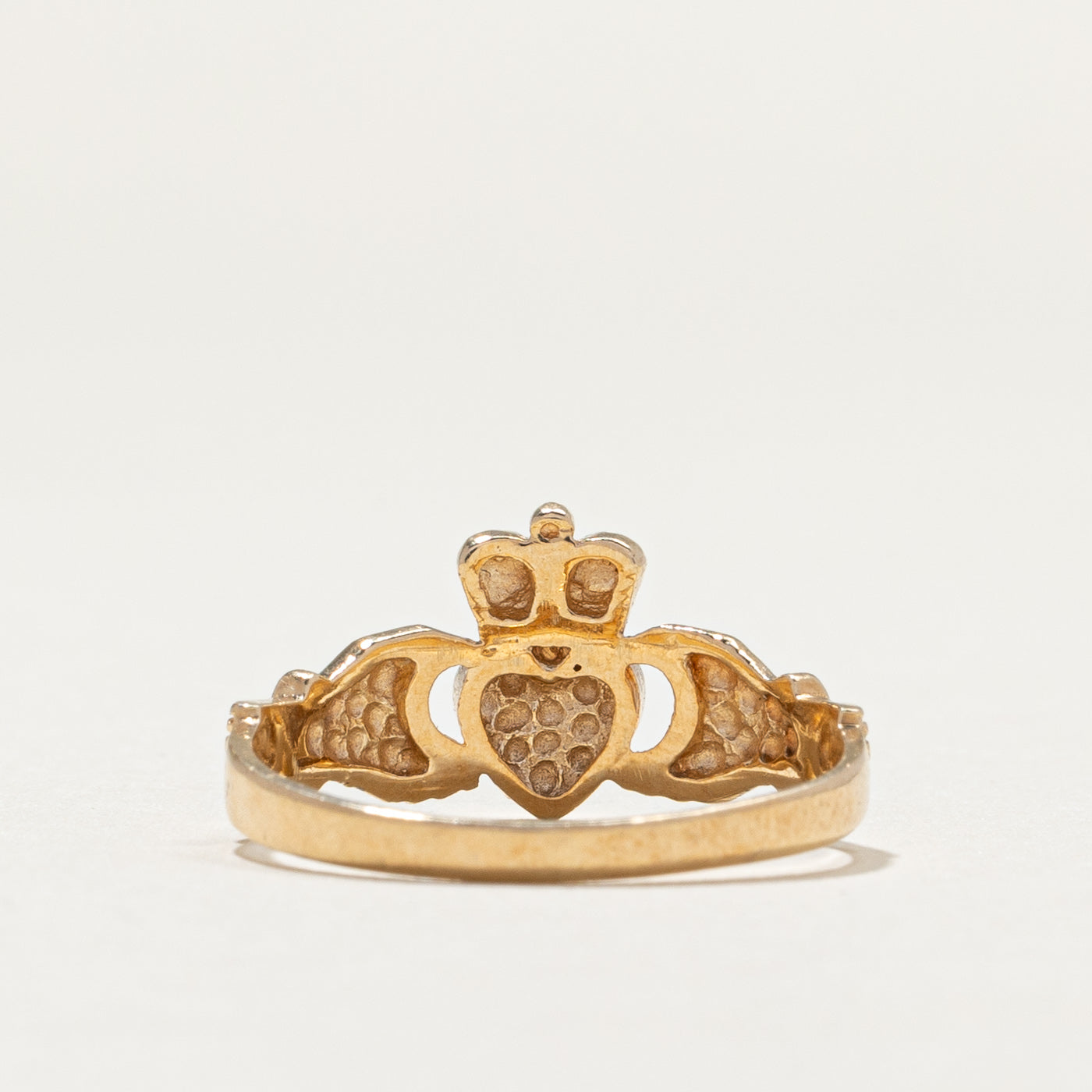 Bague Claddagh vintage en or jaune 10 carats | Taille 6,75