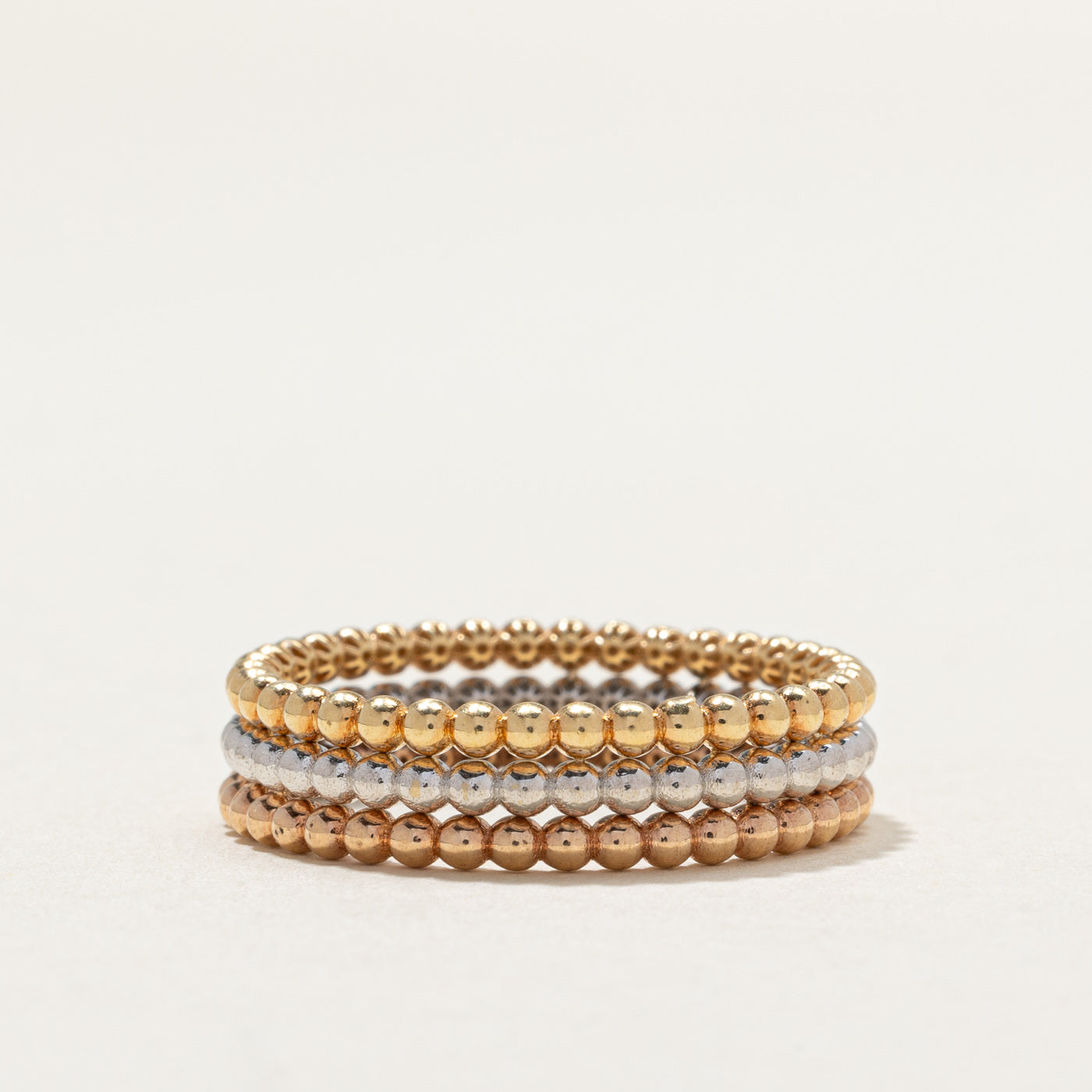 18K Tri Tone Gold Beaded Band | 5.9mm | SZ 9.25
