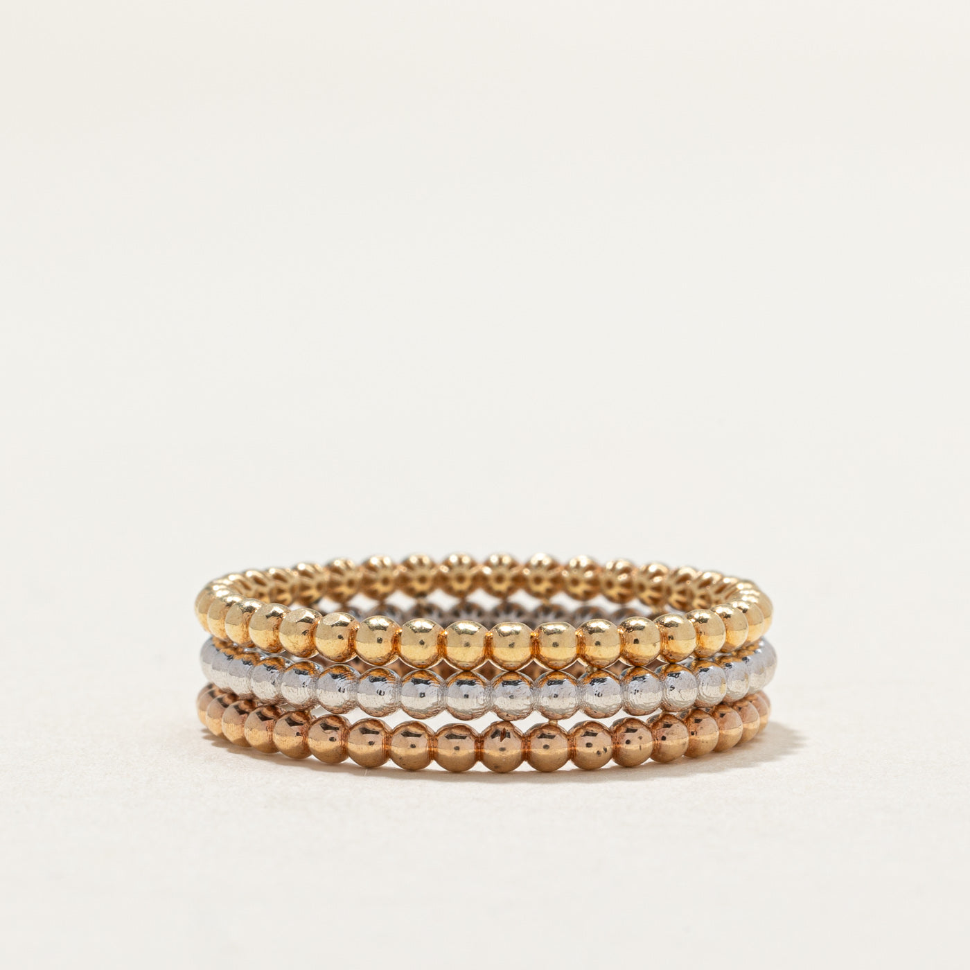 18K Tri Tone Gold Beaded Band | 5.9mm | SZ 9.25