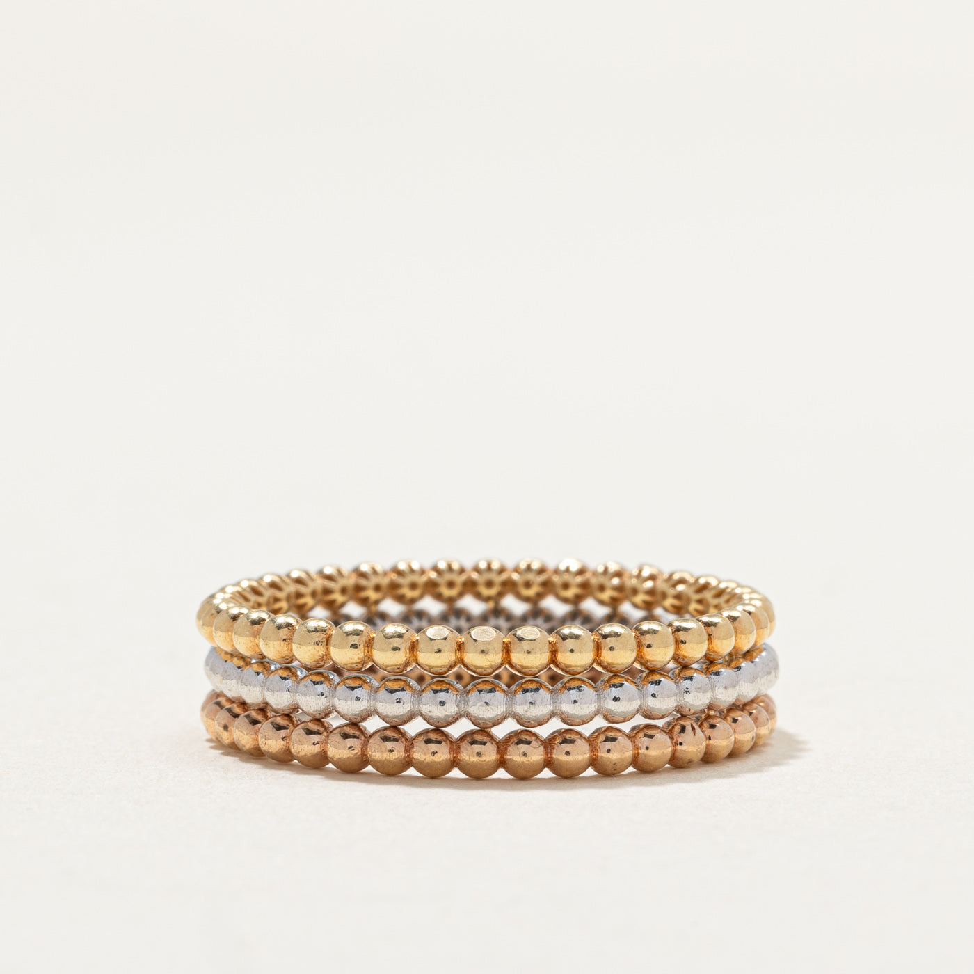 18K Tri Tone Gold Beaded Band | 5.9mm | SZ 9.25