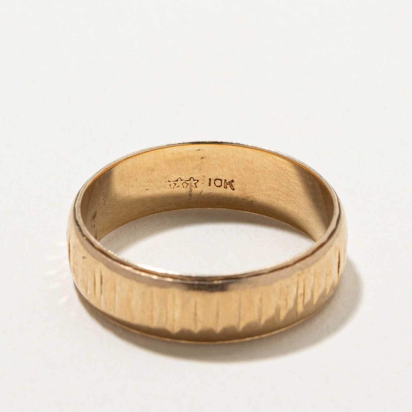 10K Yellow Gold Textured Band | 5.8mm | SZ 7.75