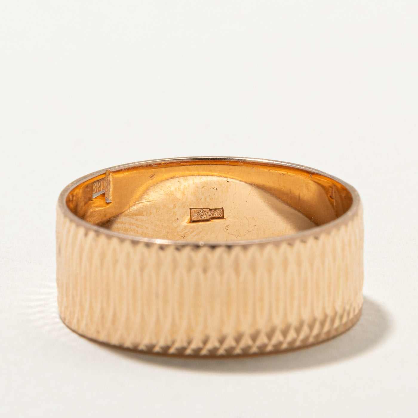 14K Rose Gold Diamond Cut Cigar Band | 8.9mm | SZ 11.75