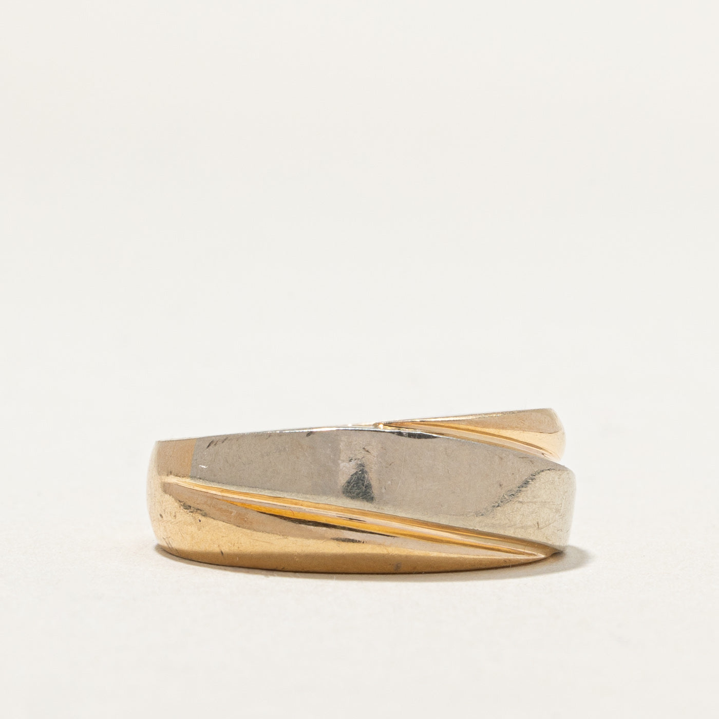 14K Two Tone Gold Textured Band | 8.1mm | SZ 8.25